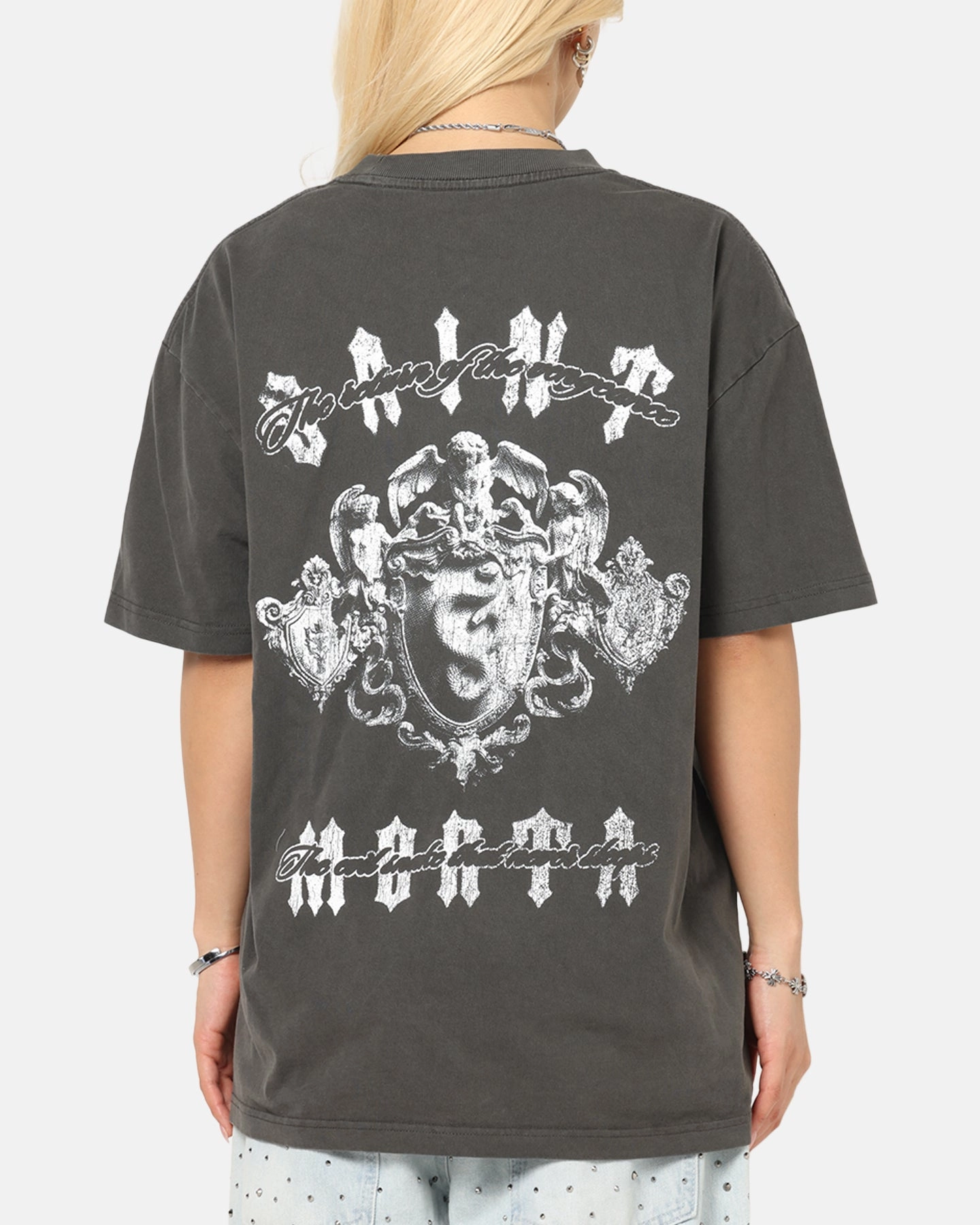 Saint Morta Sleepless Boxy T-Shirt Black Wash SoftBrushed Double Layered Hem