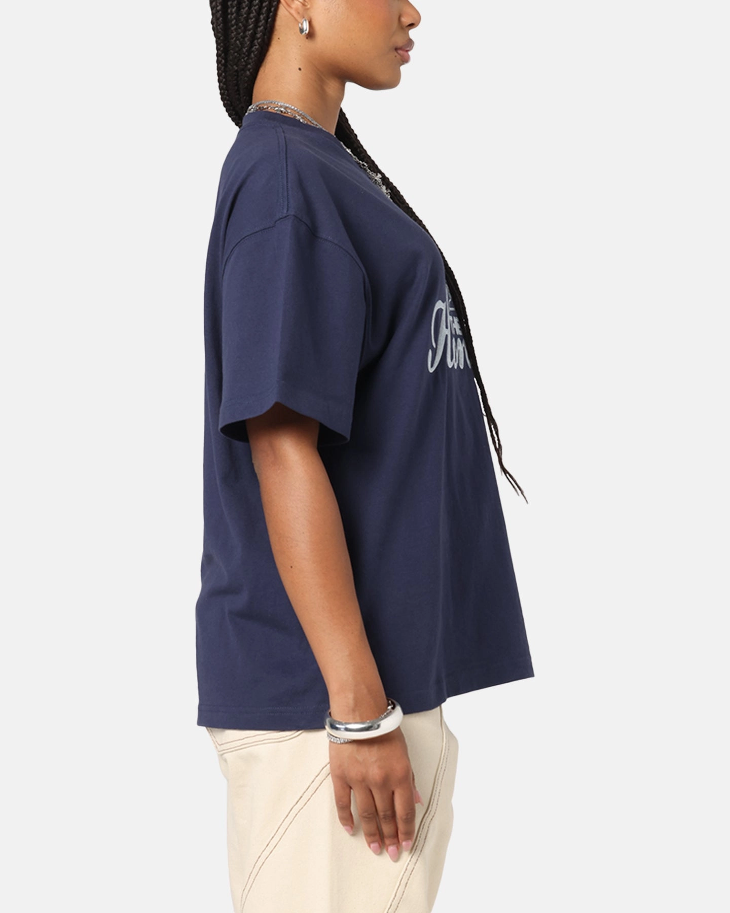 Anti Pilling Fabric Flexible Neckline Honor The Gift Auto Club Boxy T-Shirt Navy