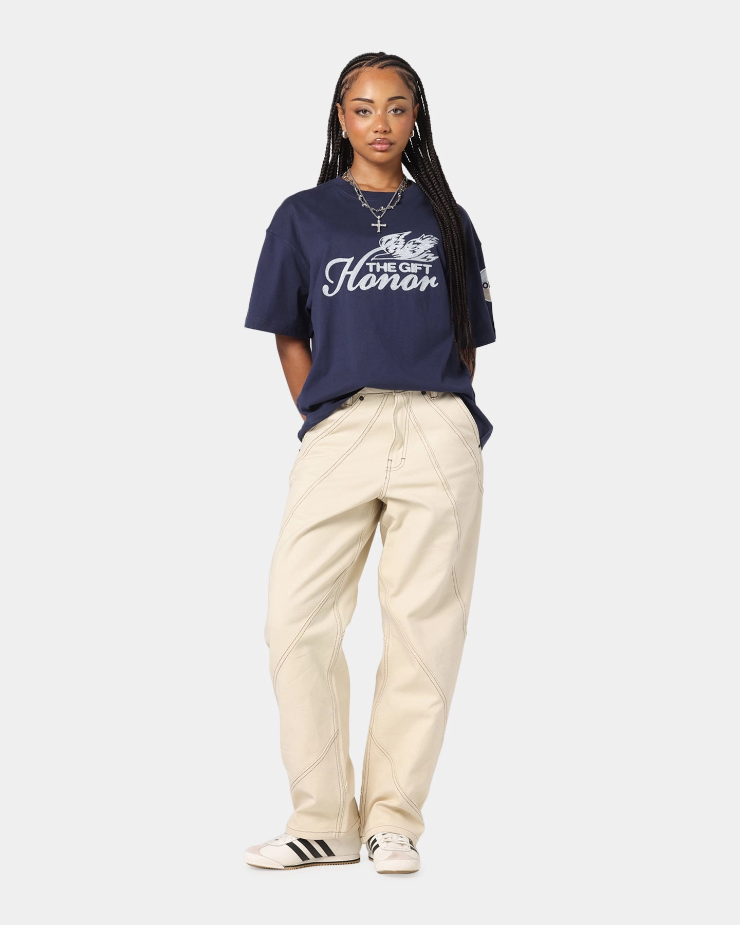 AllDay Comfort Design Honor The Gift Auto Club Boxy T-Shirt Navy