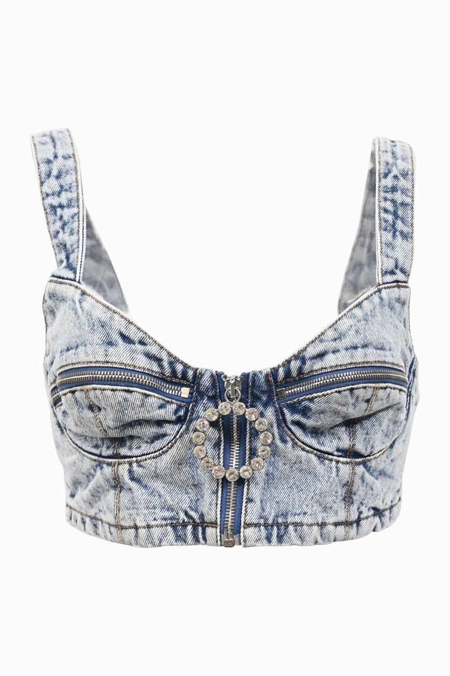 [WW48210] Alessandra Rich | Sleeveless Top YarnBlend Double Stitched Seams