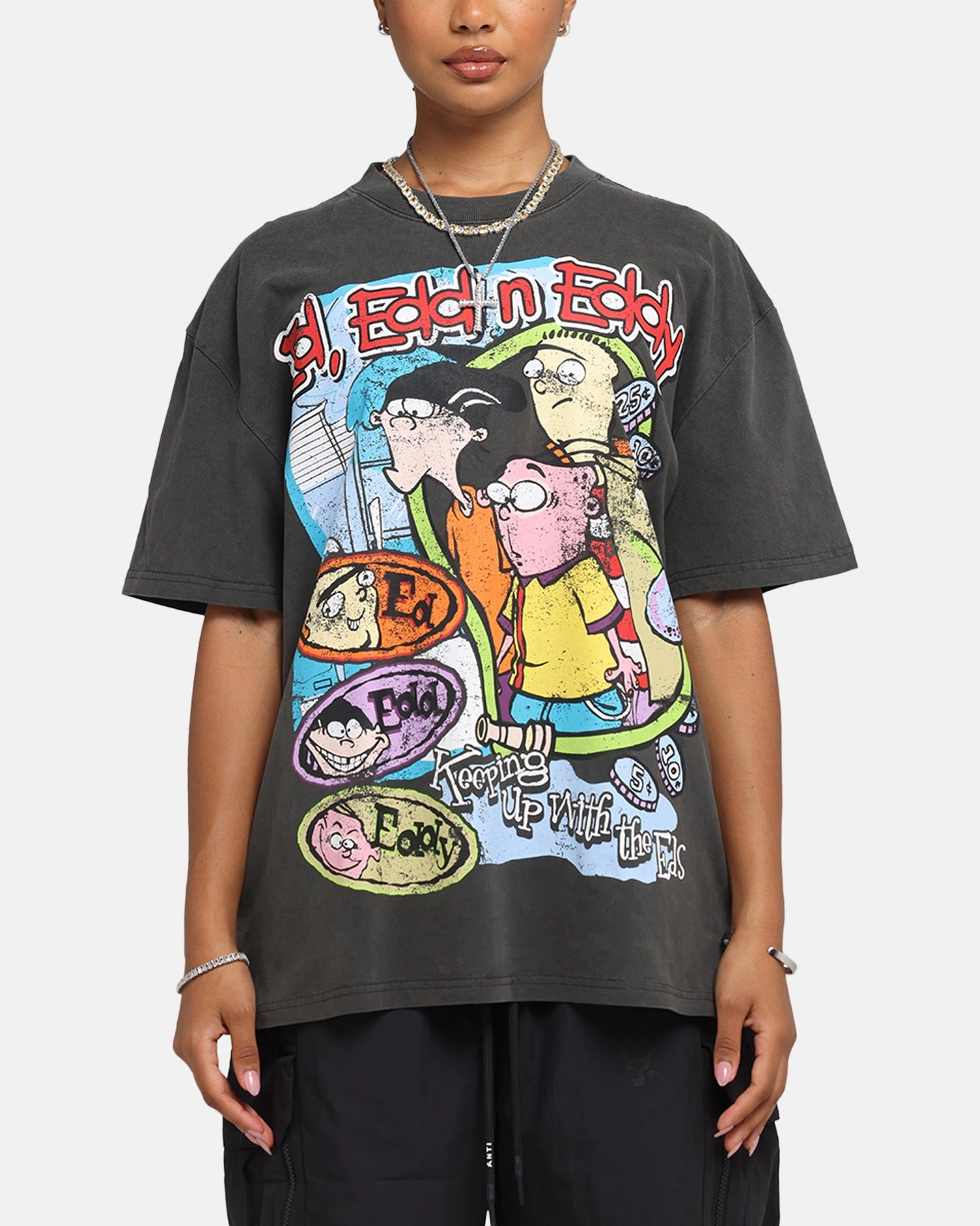 American Thrift X Cartoon Network Ed Edd N Eddy Heavy T-Shirt Black Wash TaglessNecklineComfort