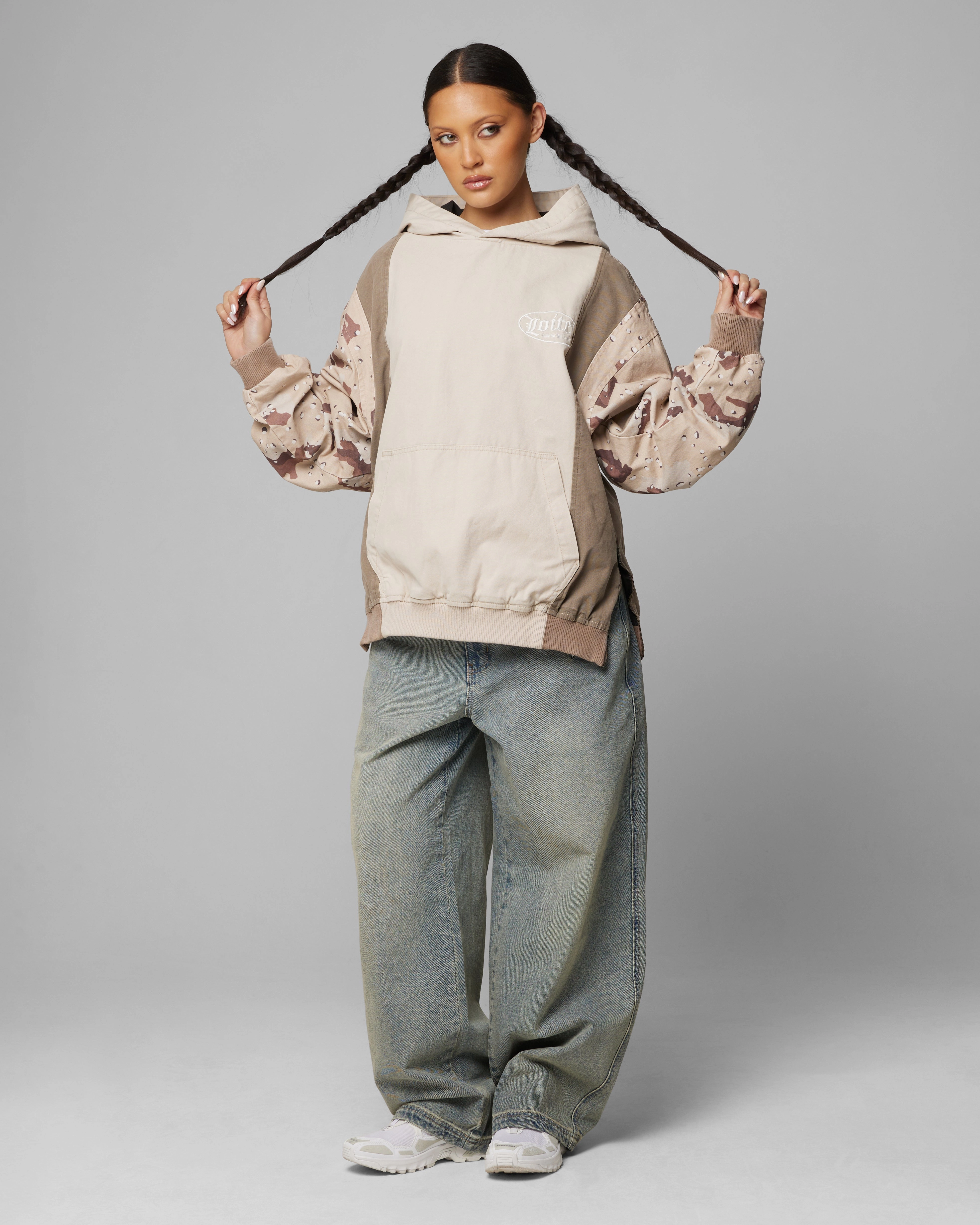 Unlined Design Loiter Splinter Hoodie Desert Camo