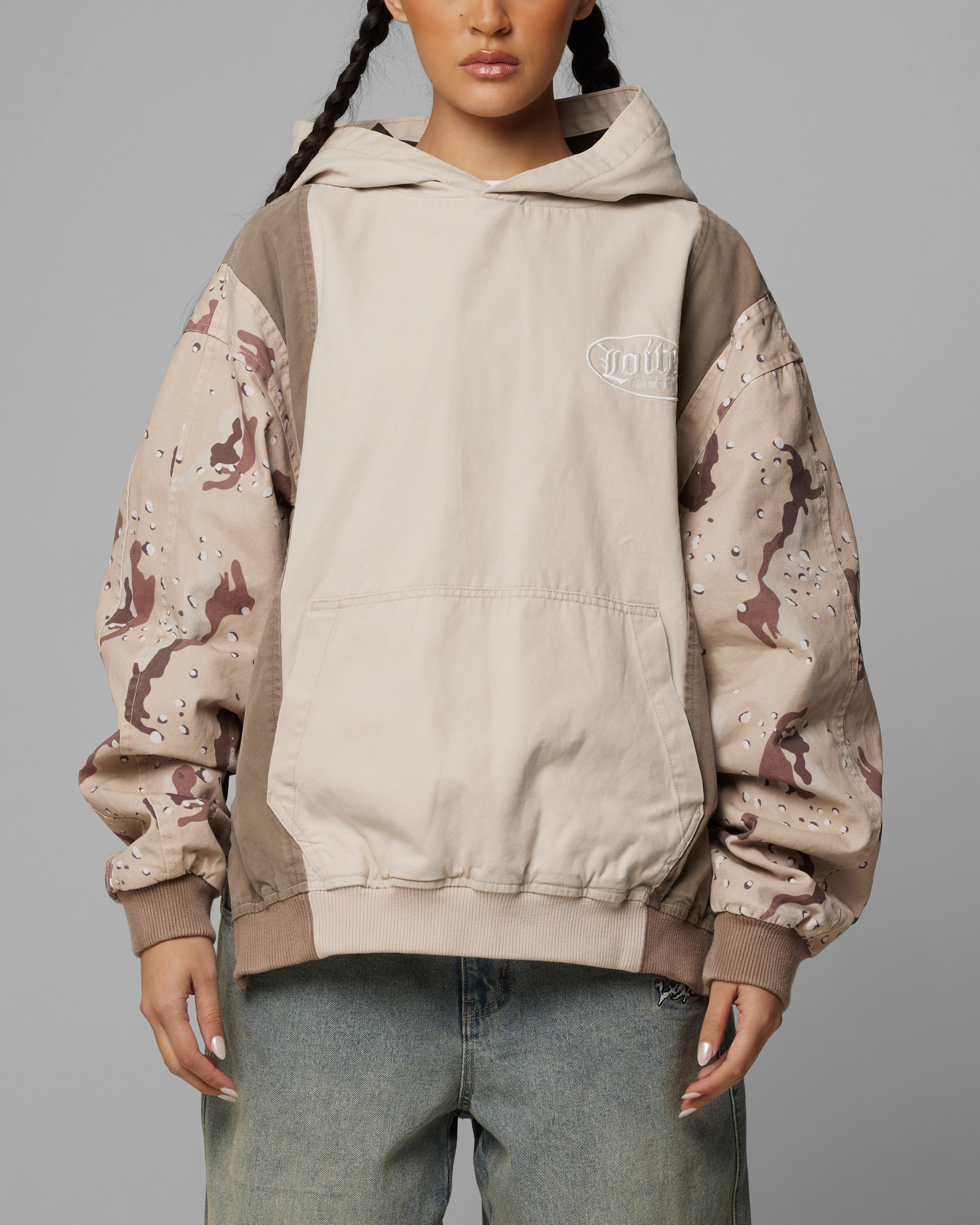 Loiter Splinter Hoodie Desert Camo Ribbed Hem Finish