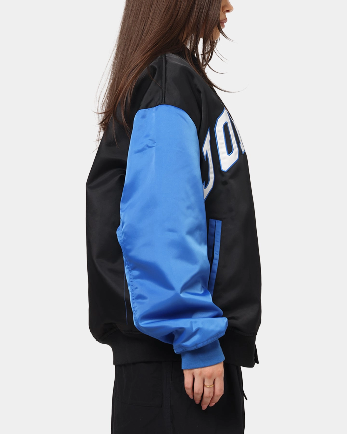 Jordan Brooklyn Collegiate Varsity Jacket Black/Blue Quick Release Fasteners