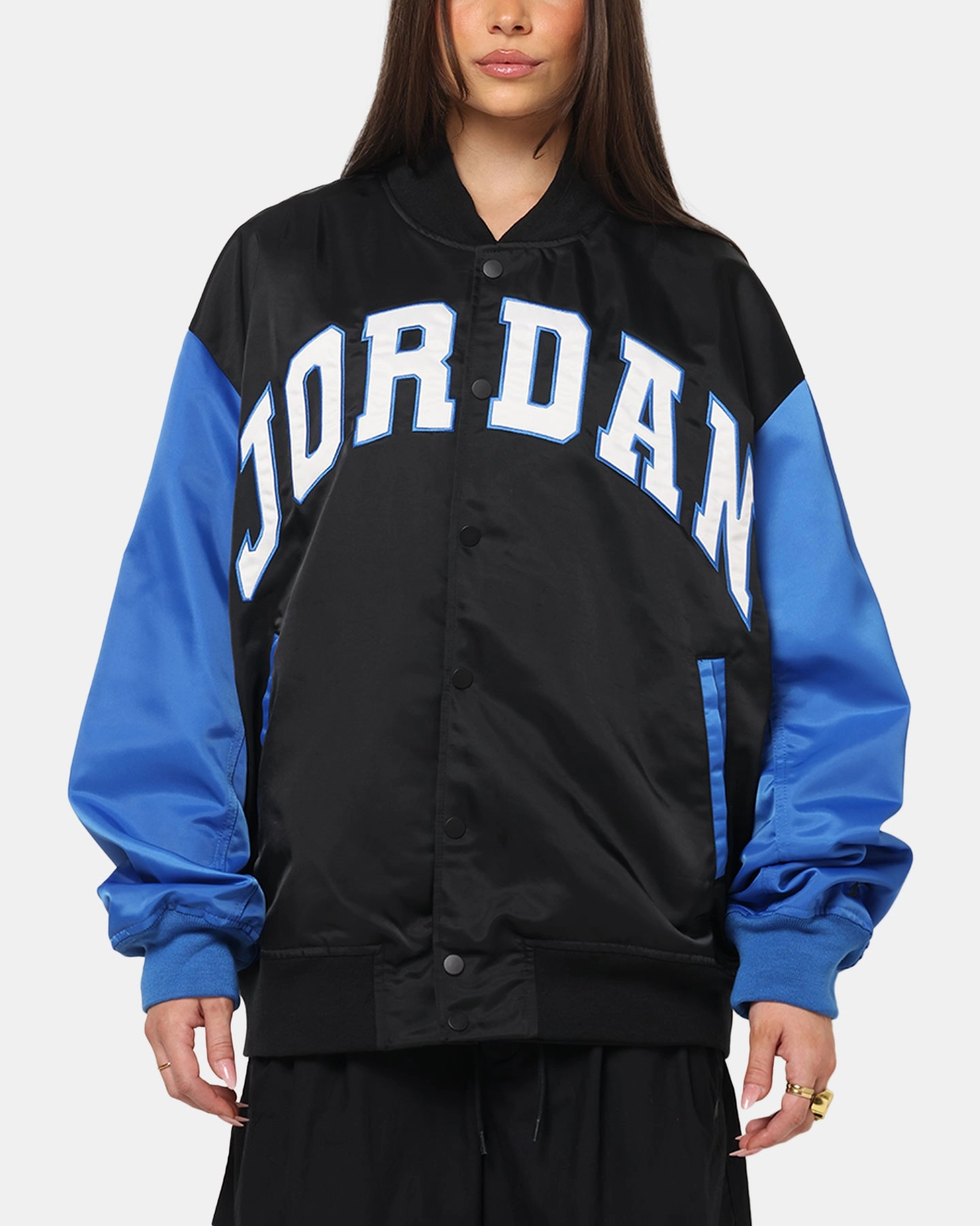 BreathableMaterial Jordan Brooklyn Collegiate Varsity Jacket Black/Blue