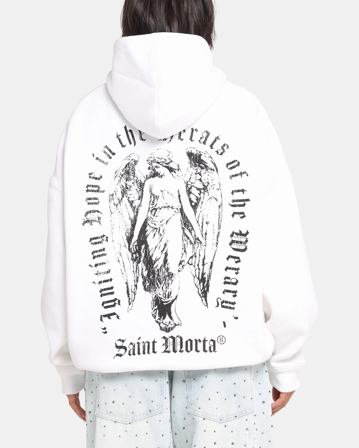 Saint Morta Weiry Hearts Boxy Hoodie White MeshPanel