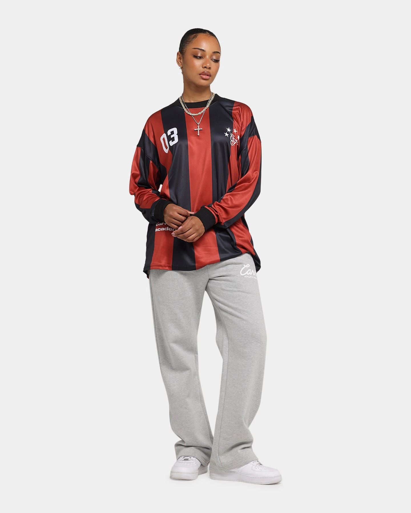 Carre Academy Oversized Long Sleeve T-Shirt Red/Black Quick-Dry Reflective Trims