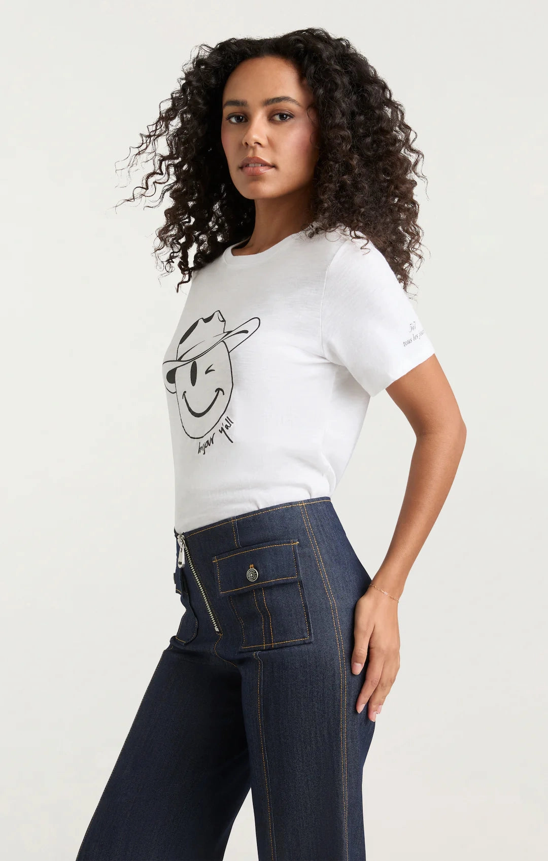 Soft Texture Bonjour Y'all Smiley Tee