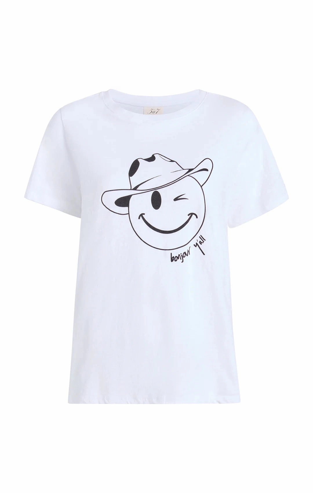 Bonjour Y'all Smiley Tee Versatile Base Layer Roll Up Sleeve Design