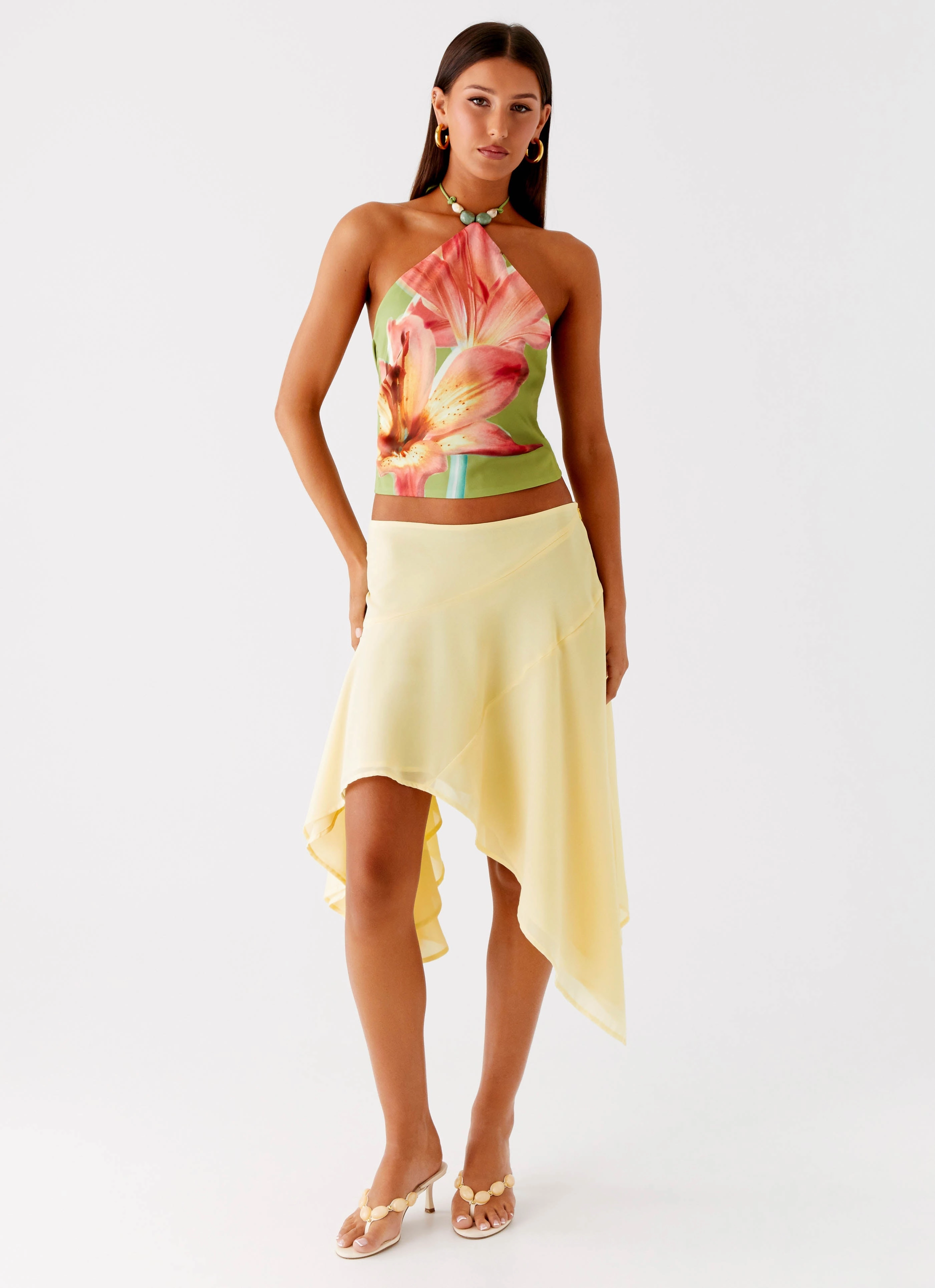 AllDay Comfort Loreta Beaded Tie Back Top - Jungle Floral