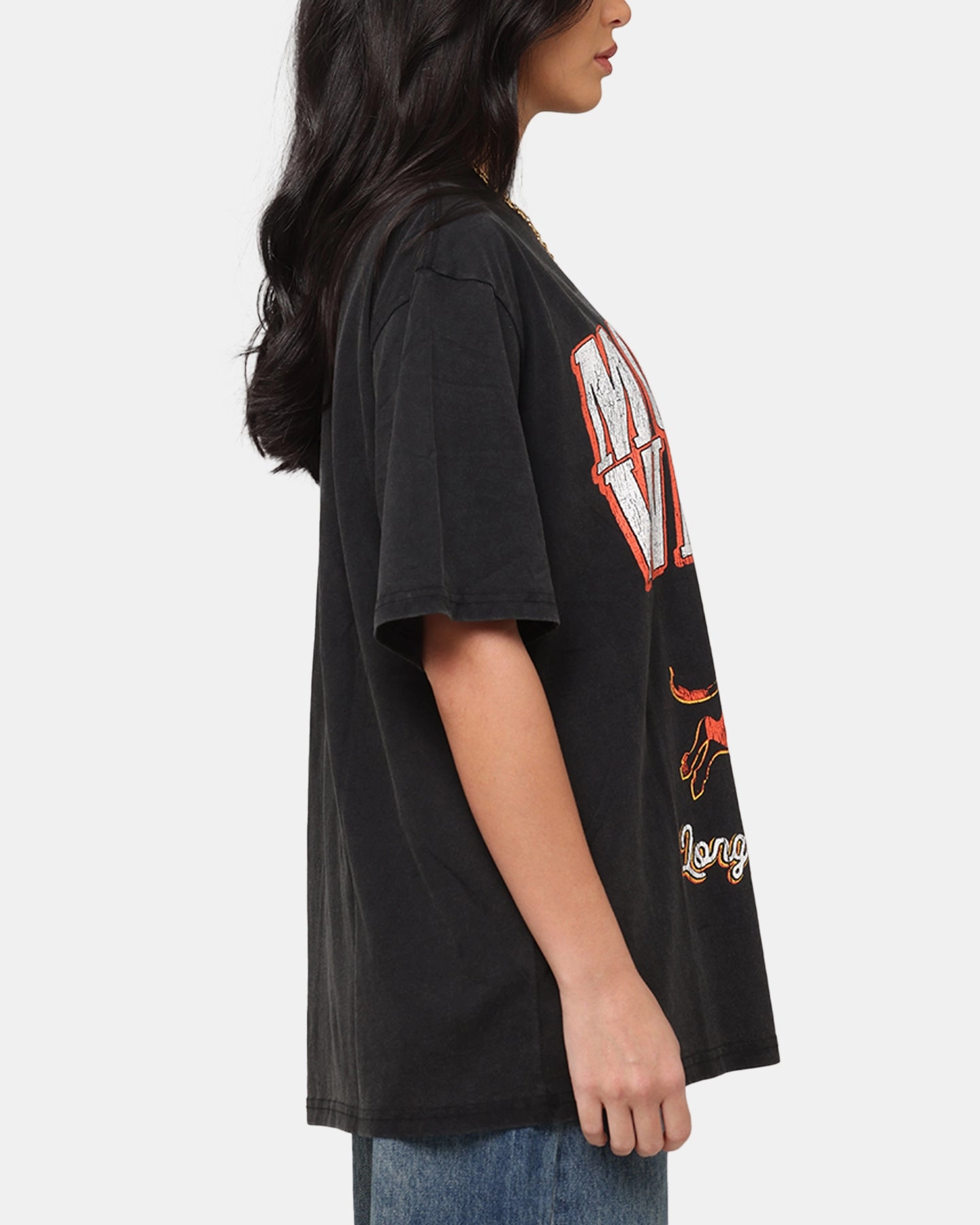 Morgan Wallen Long Live Cowgirls T-Shirt Washed Black AdjustableDrawstring Layered Panel Construction