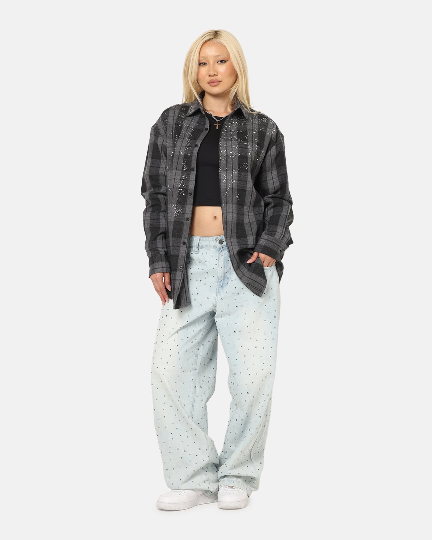 Active Design Reflective Safety Accents Saint Morta Spray Long Sleeve Flannel Shirt Grey