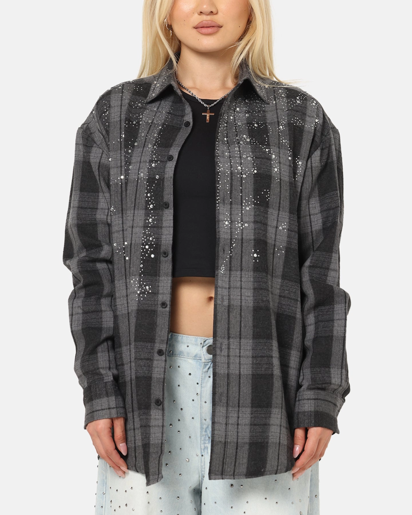 Saint Morta Spray Long Sleeve Flannel Shirt Grey FlatlockStitching AllDay Comfort Tech
