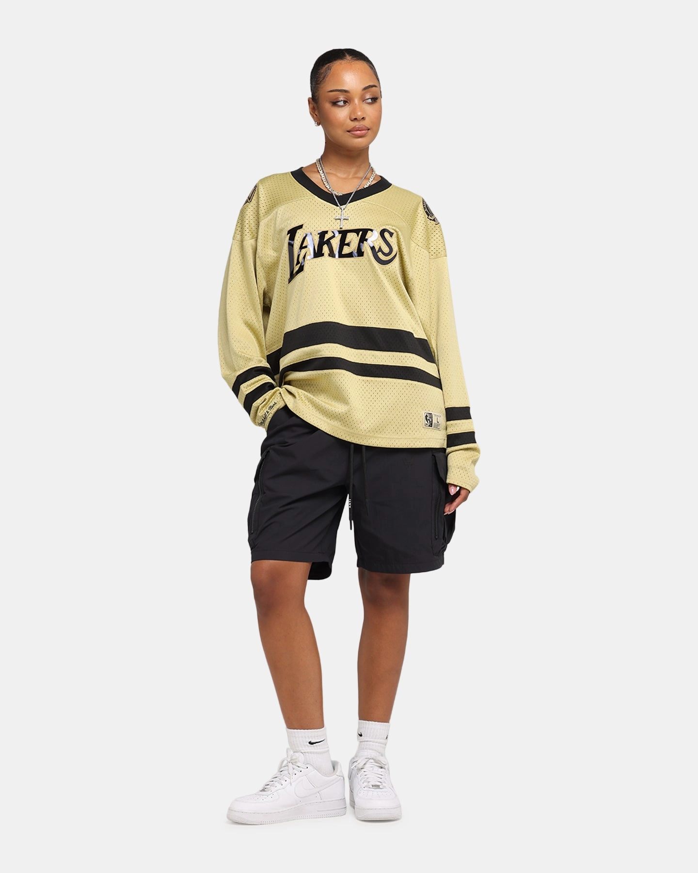 Mitchell & Ness Los Angeles Lakers Chrome Jersey Khaki Flatlock Seam