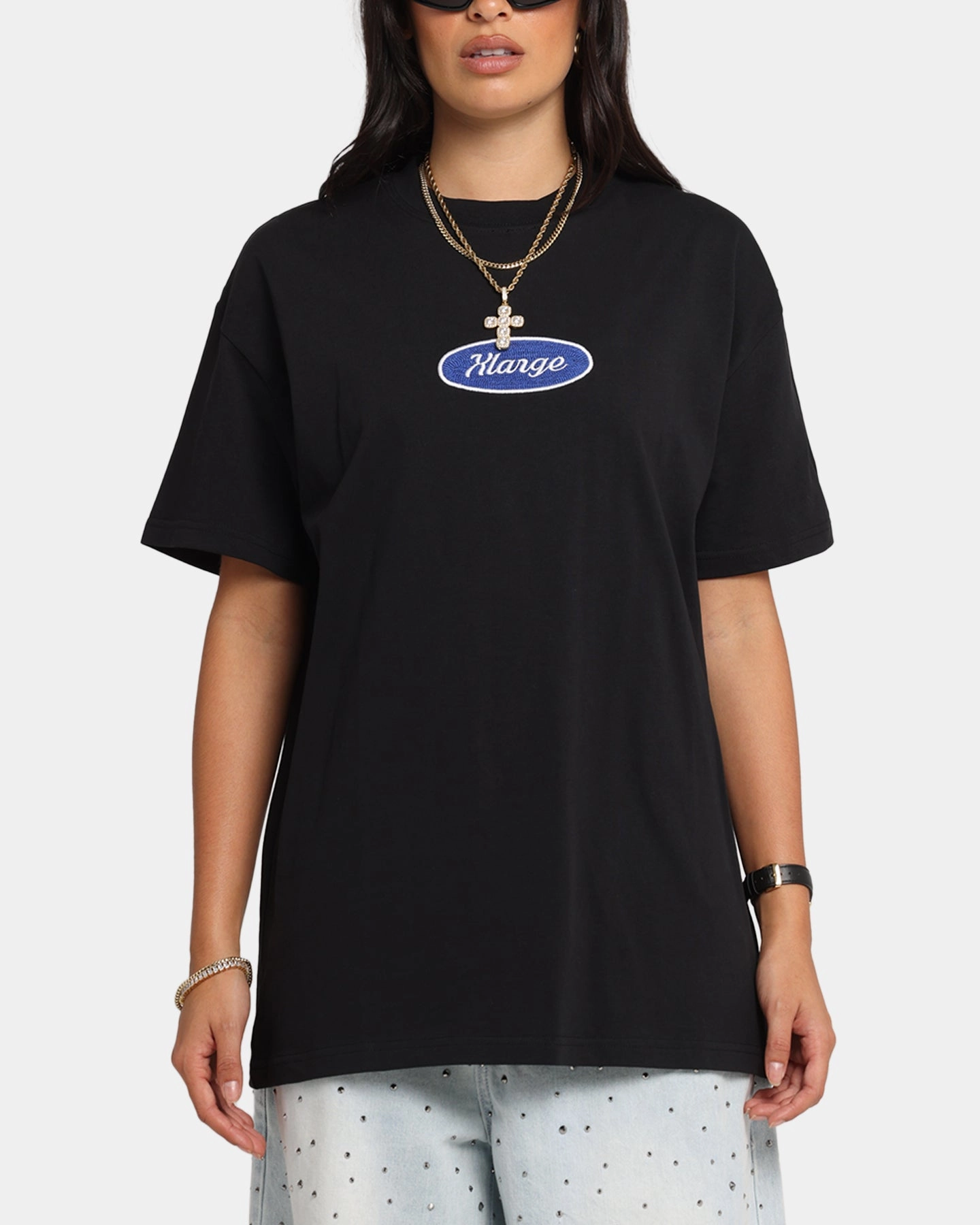 Soft Material X-Large Oval Script T-Shirt Black