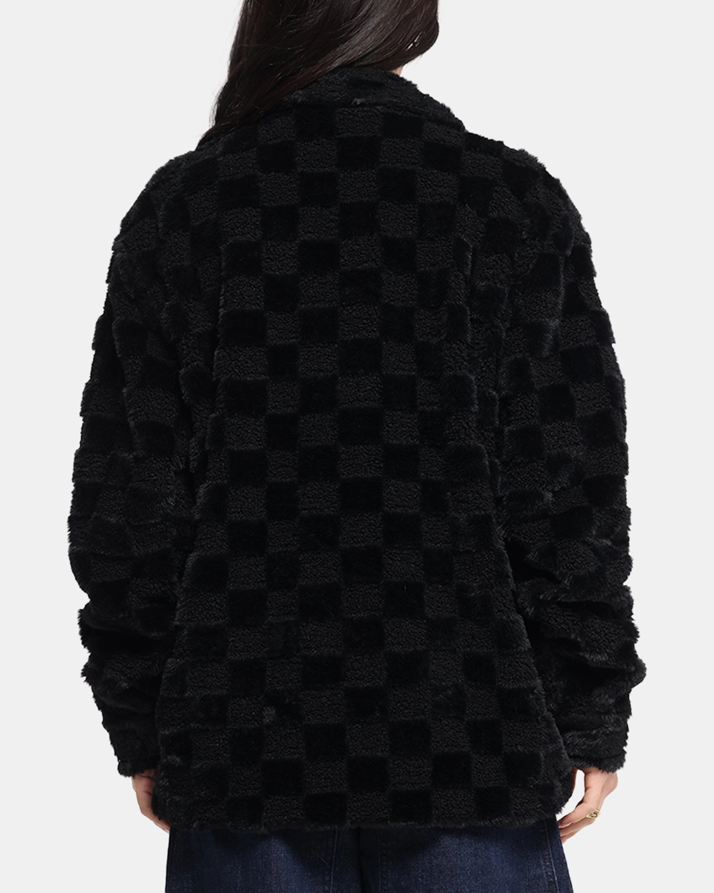Sustainable Production Methods Snag Free Fabric XXIII Checkerboard Fur Jacket Black