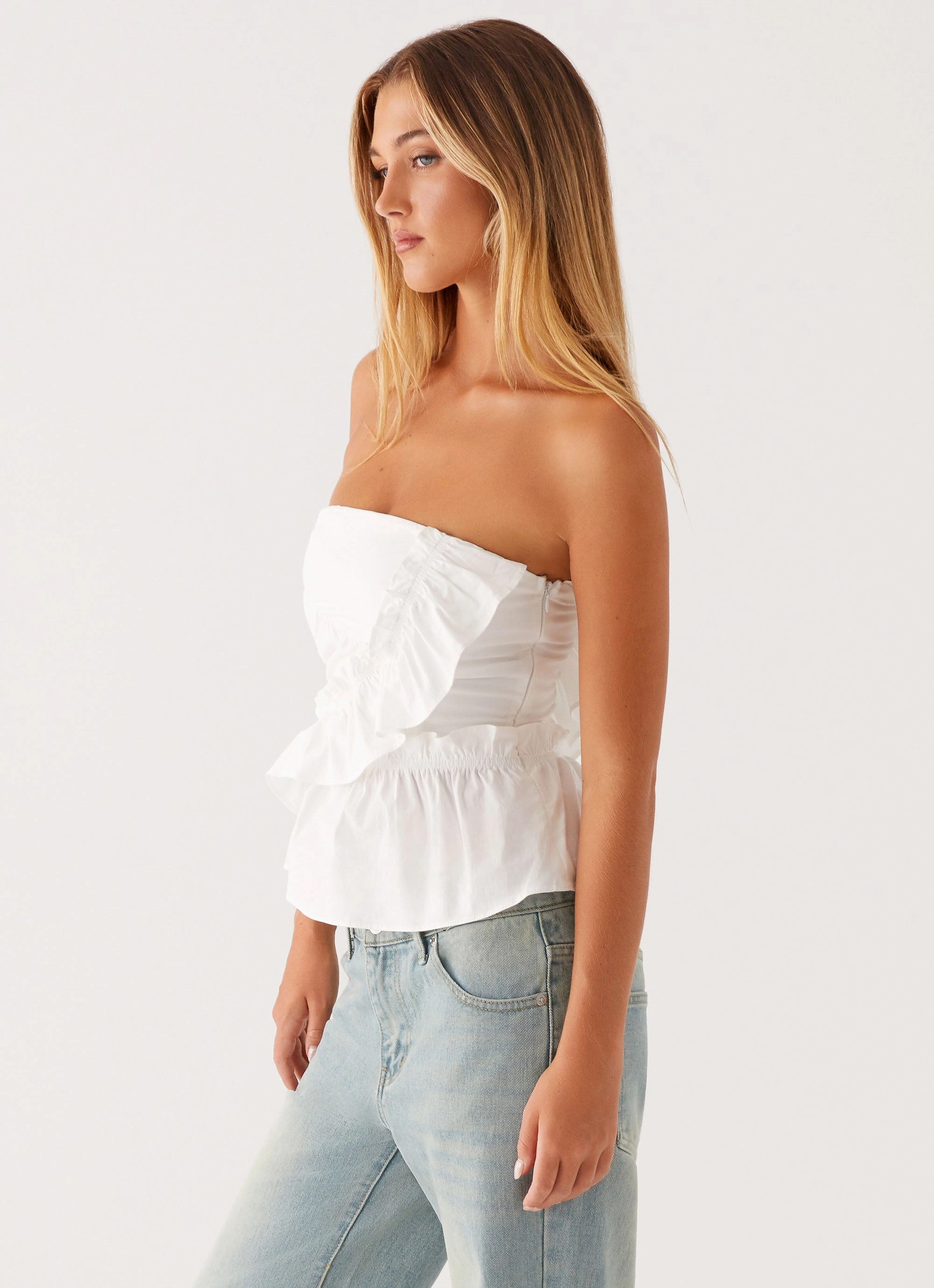 Roisin Ruched Top - White SoftLining LowImpact Dye Process