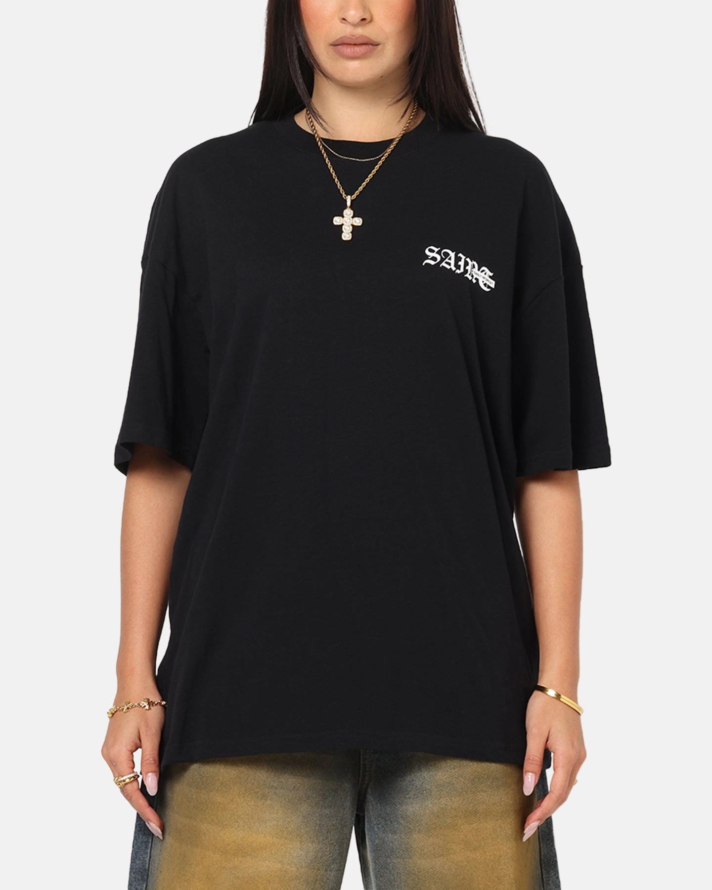 FadeResistant Dye MoistureControl Saint Morta Gothic Stack T-Shirt Black