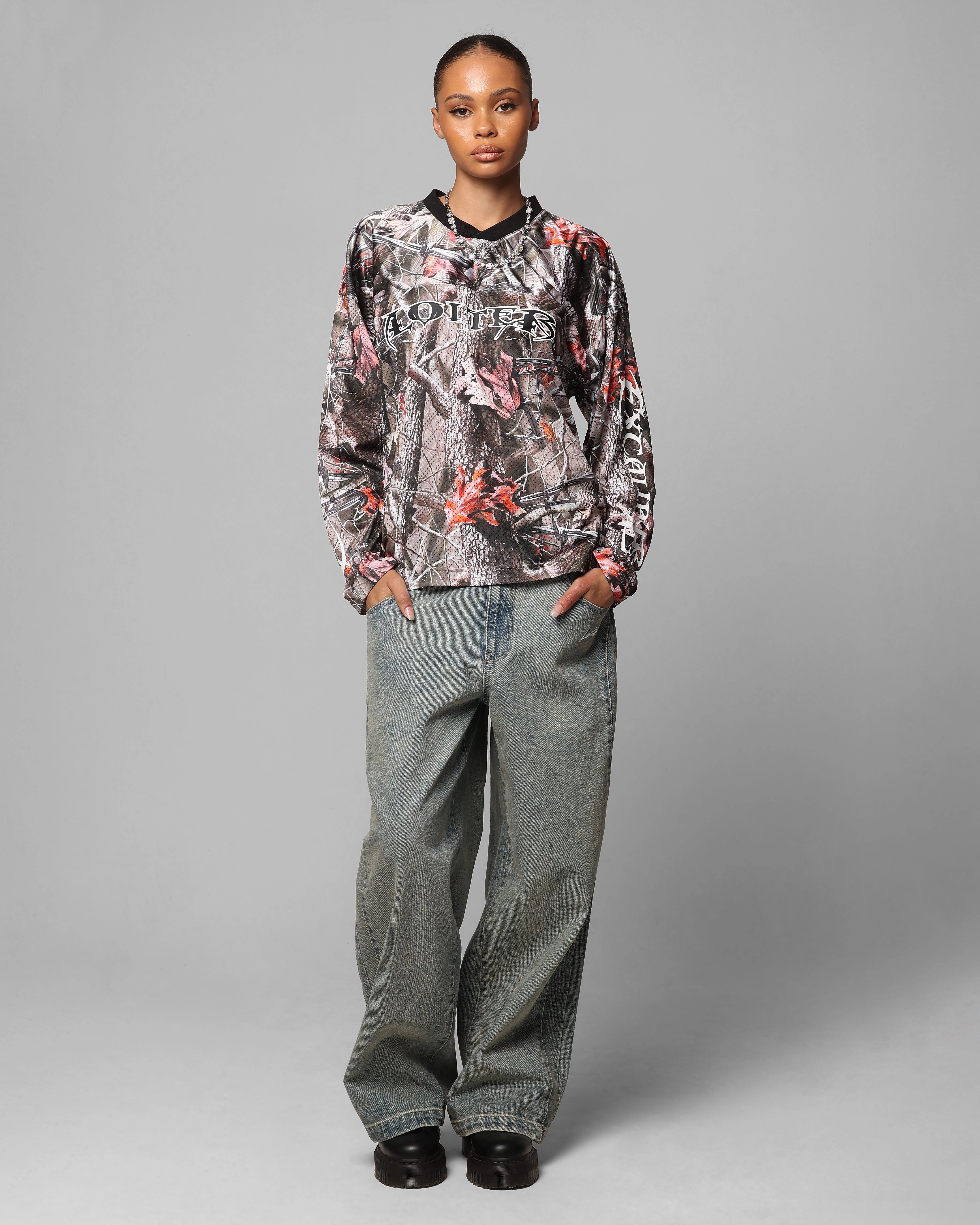 Loiter Long Sleeve Training Jersey Real Treet Camo Layered Neckline VersatileLayering