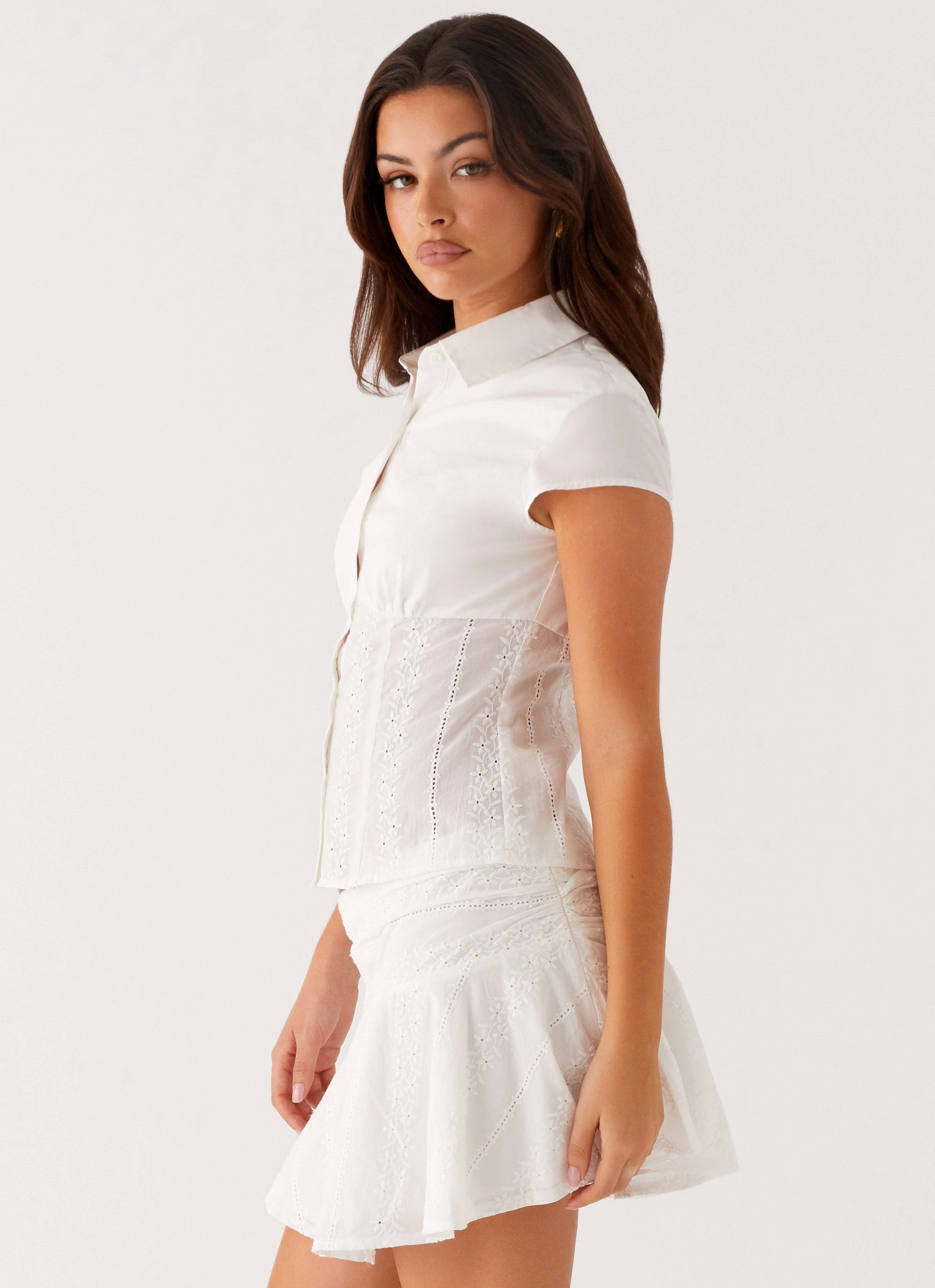 Myola Shirt - White WrinkleFree Weaving