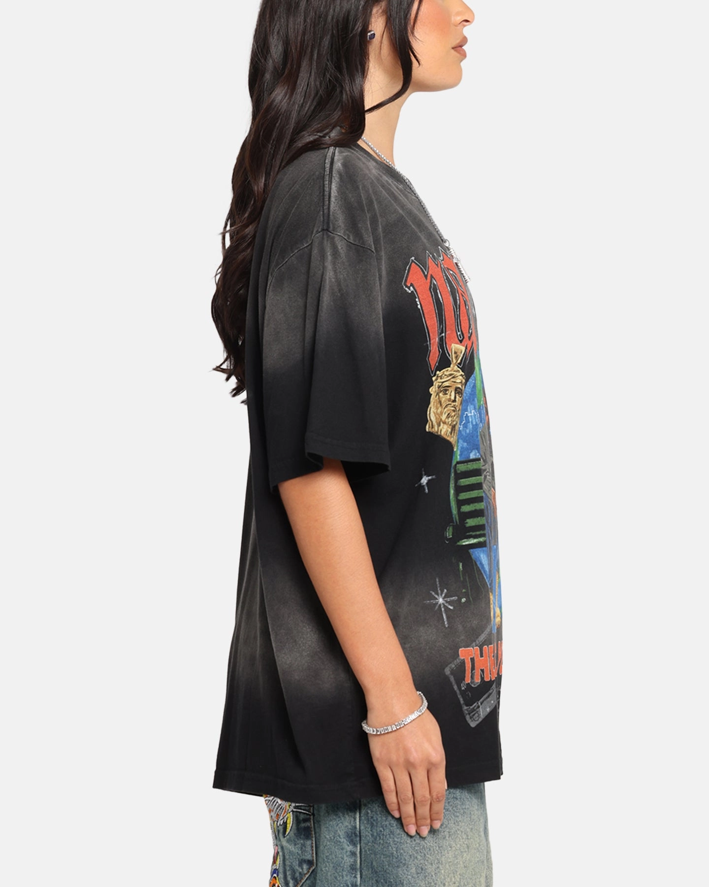 Nas The World Is Yours T-Shirt Washed Black Eco friendly materials Layered Collar System