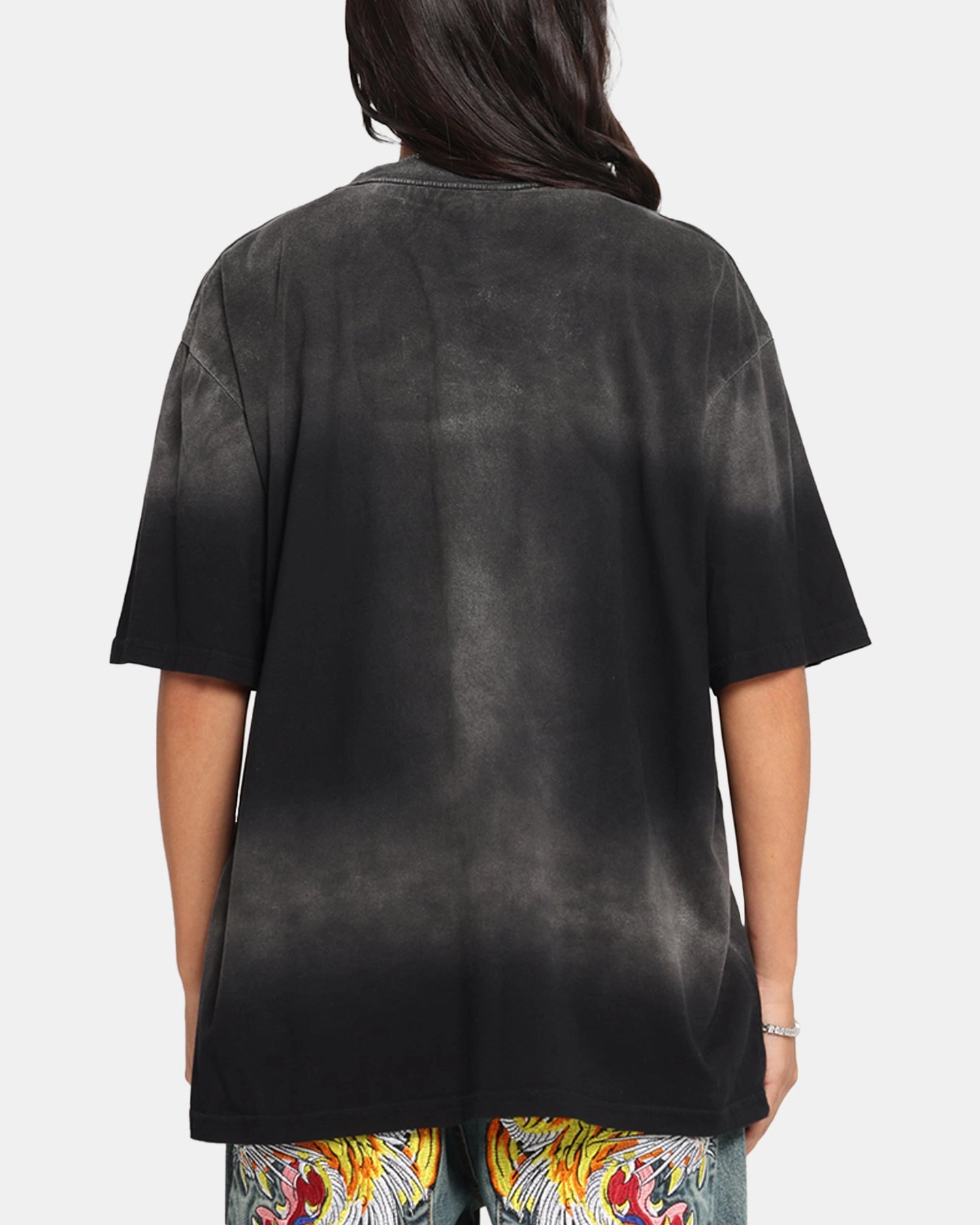 Nas The World Is Yours T-Shirt Washed Black Silicone Print Detail Active Blouse