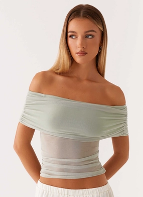 Comfortable Fabric Nelly Off Shoulder Top - Pistachio