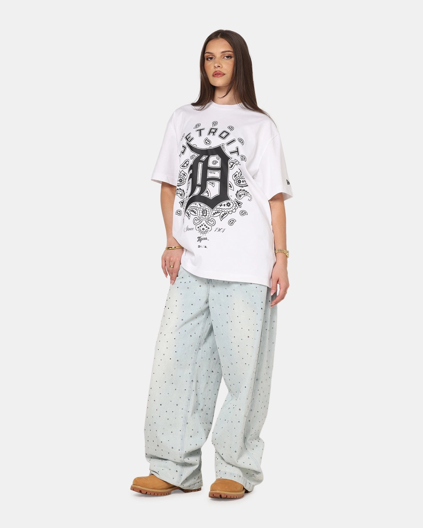 New Era Detroit Tigers Paisley Oversized T-Shirt White Formal Wear