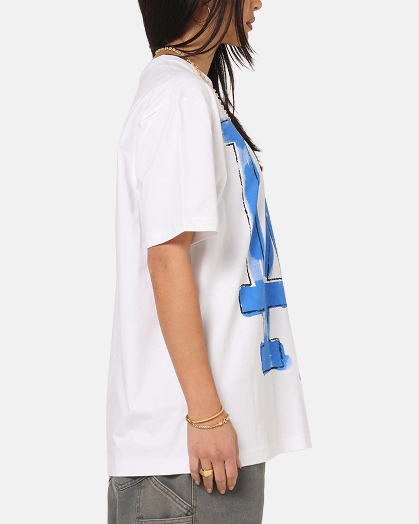 Simple Dress FoamReinforcedCollar New Era Los Angeles Dodgers Oversized Paint T-Shirt White