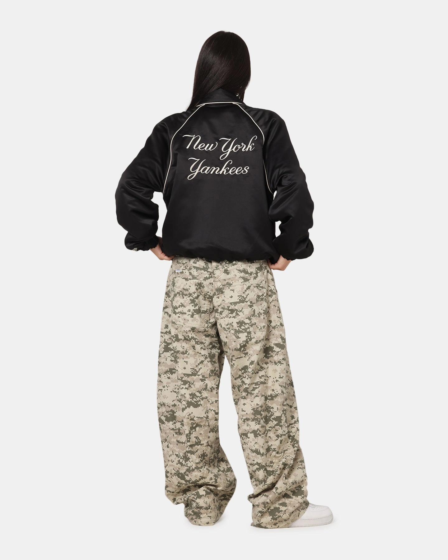 Flowy Tunic Structured Shoulder New Era New York Yankees MLB Club Jacket Black