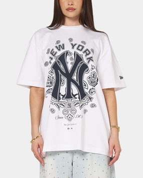 New Era New York Yankees Paisley Oversized T-Shirt White SoftInteriorLining HighElasticity Thread