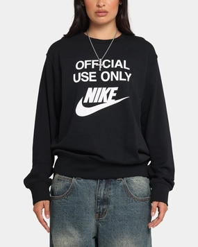 Nike Club French Terry Crewneck Black/White UV protection layer Soft Knit