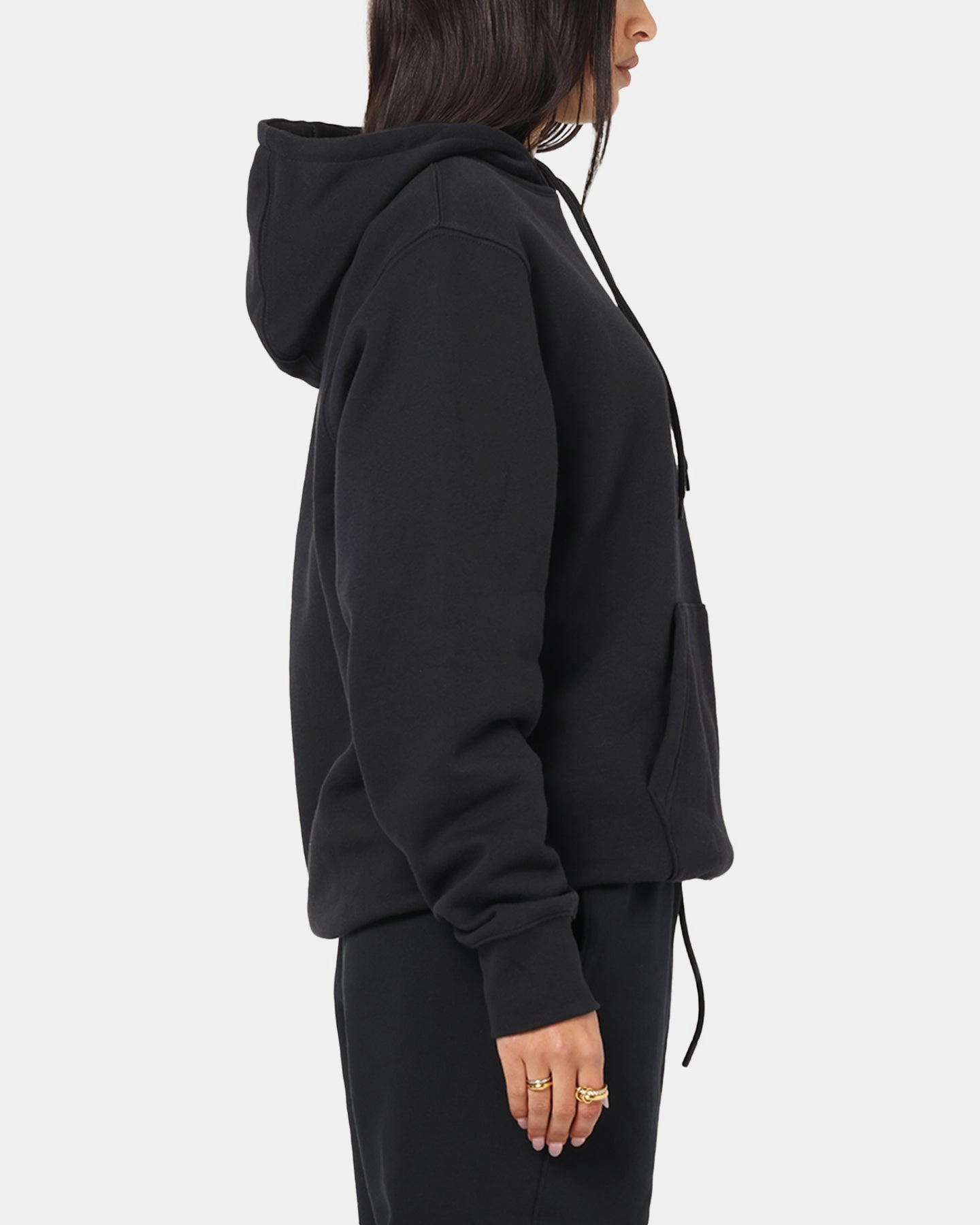 Nike Club Pullover Fleece Hoodie Black/Black/White Minimalist Styling VentilatedArmholes