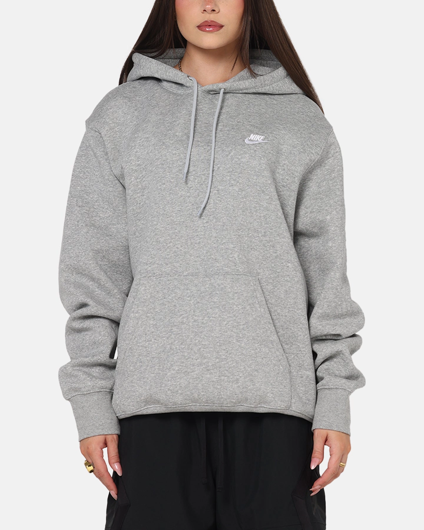 Nike Club Pullover Fleece Hoodie Dark Grey Heather Comfortable Style