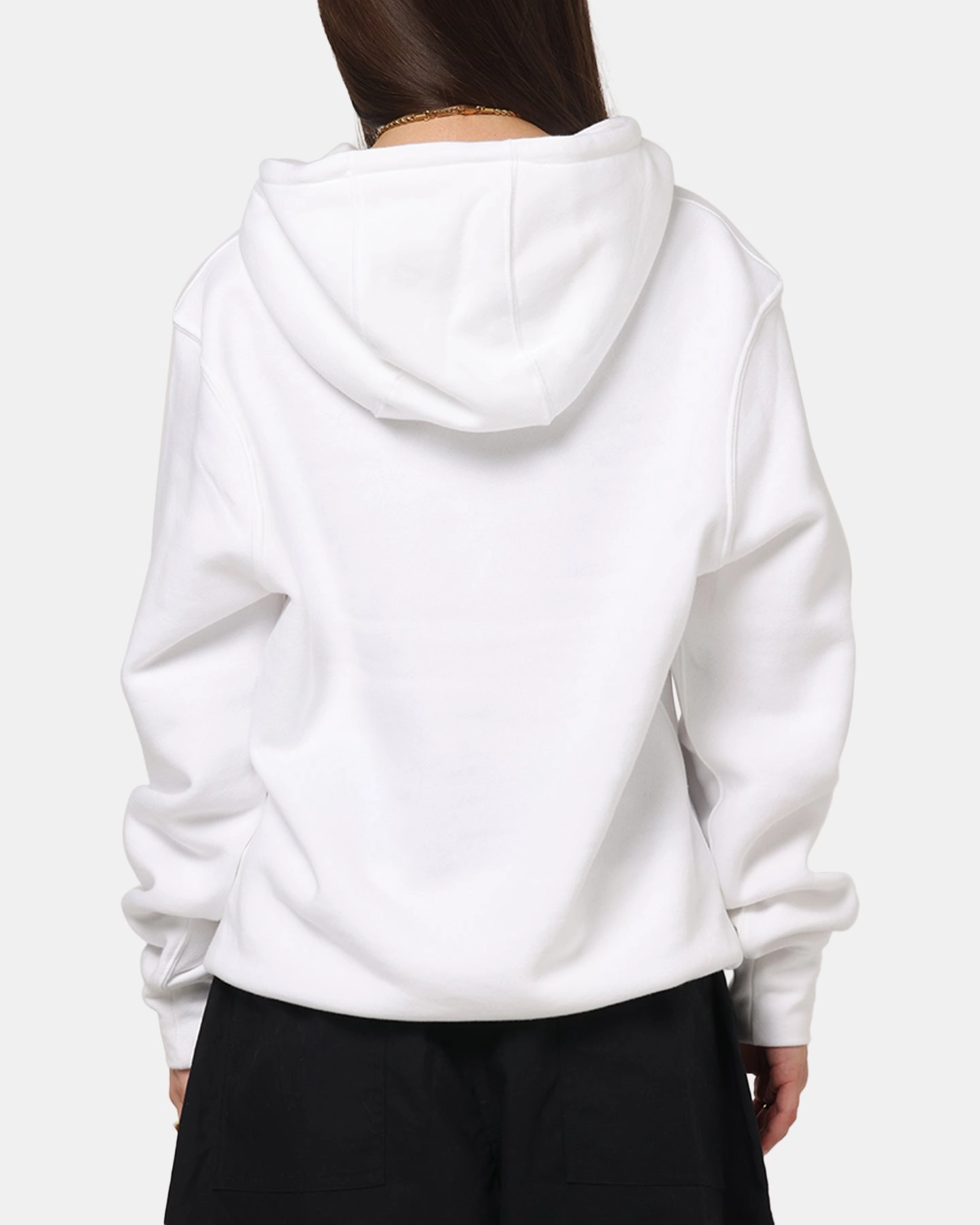 Elasticated Hem Nike Club Pullover Fleece Hoodie White/White/Black