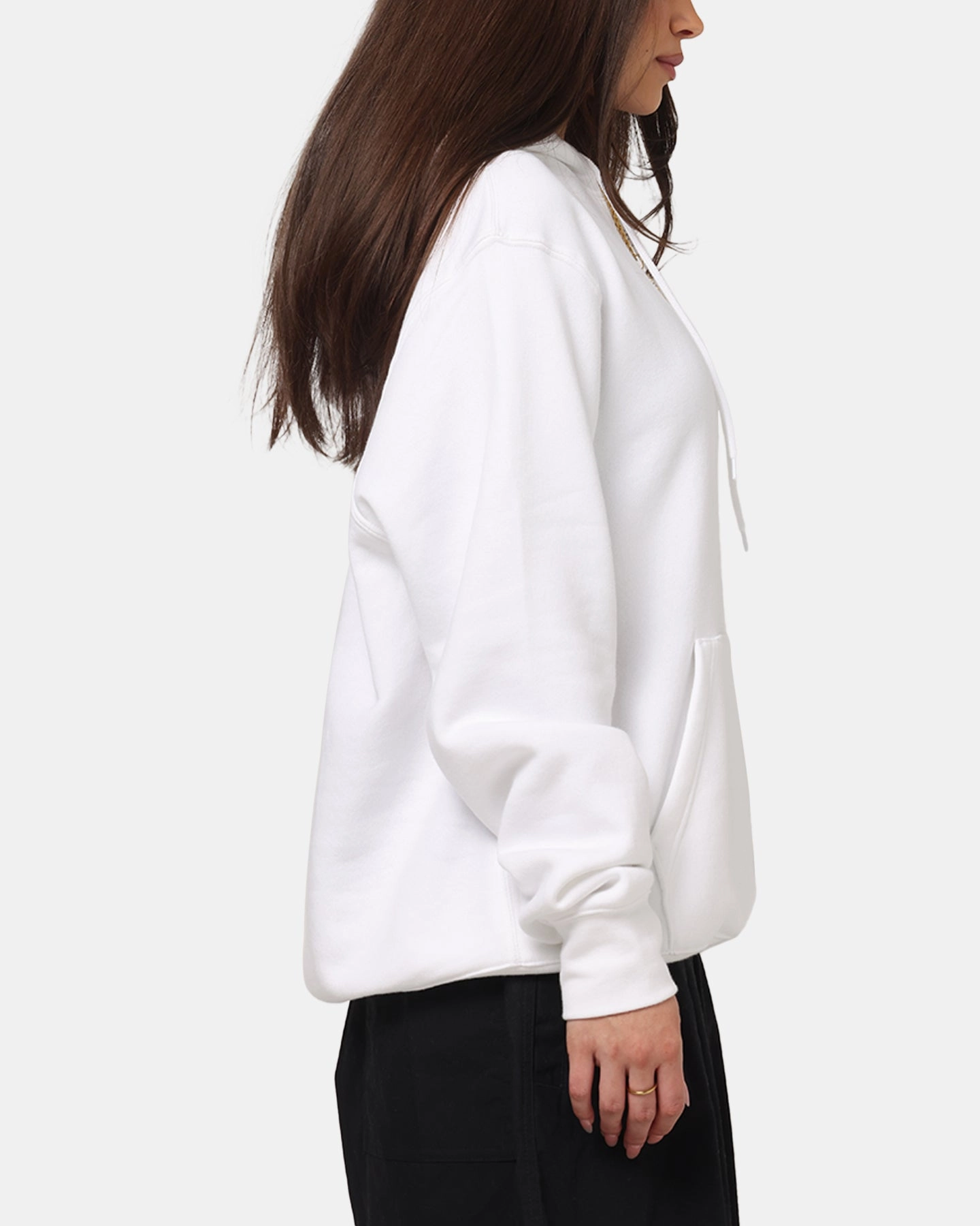 Nike Club Pullover Fleece Hoodie White/White/Black Contrast Stitch Accent Low Profile Zipper Closure