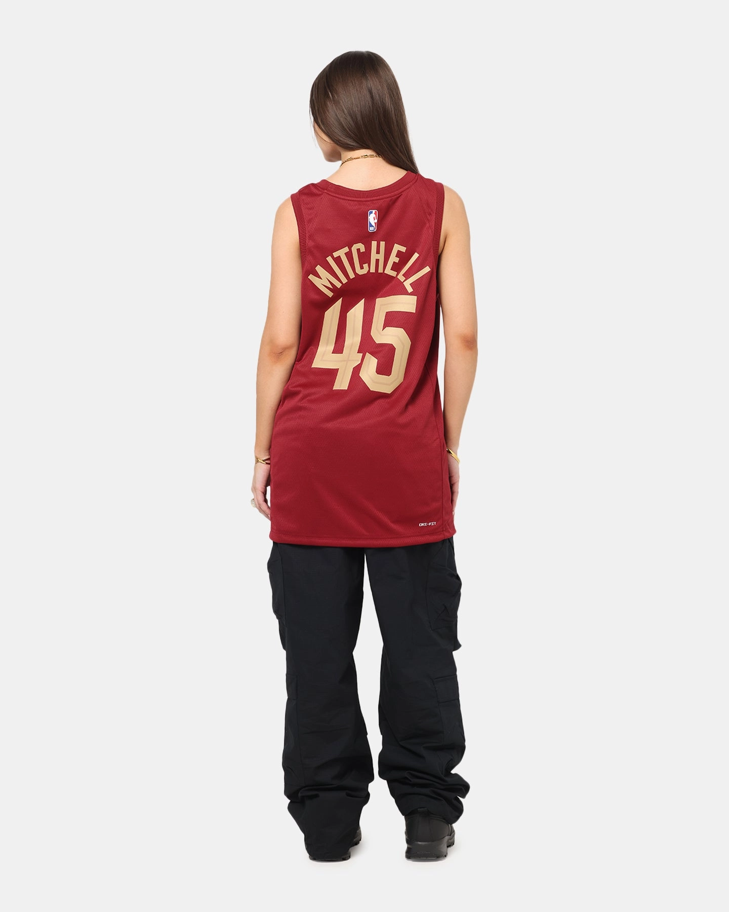 Nike Donovan Mitchell Cleveland Cavaliers #45 Icon Edition 2022/23 Nike Dri-Fit NBA Swingman Jersey Team Red LayeredCollar Non Irritating Seam Finish