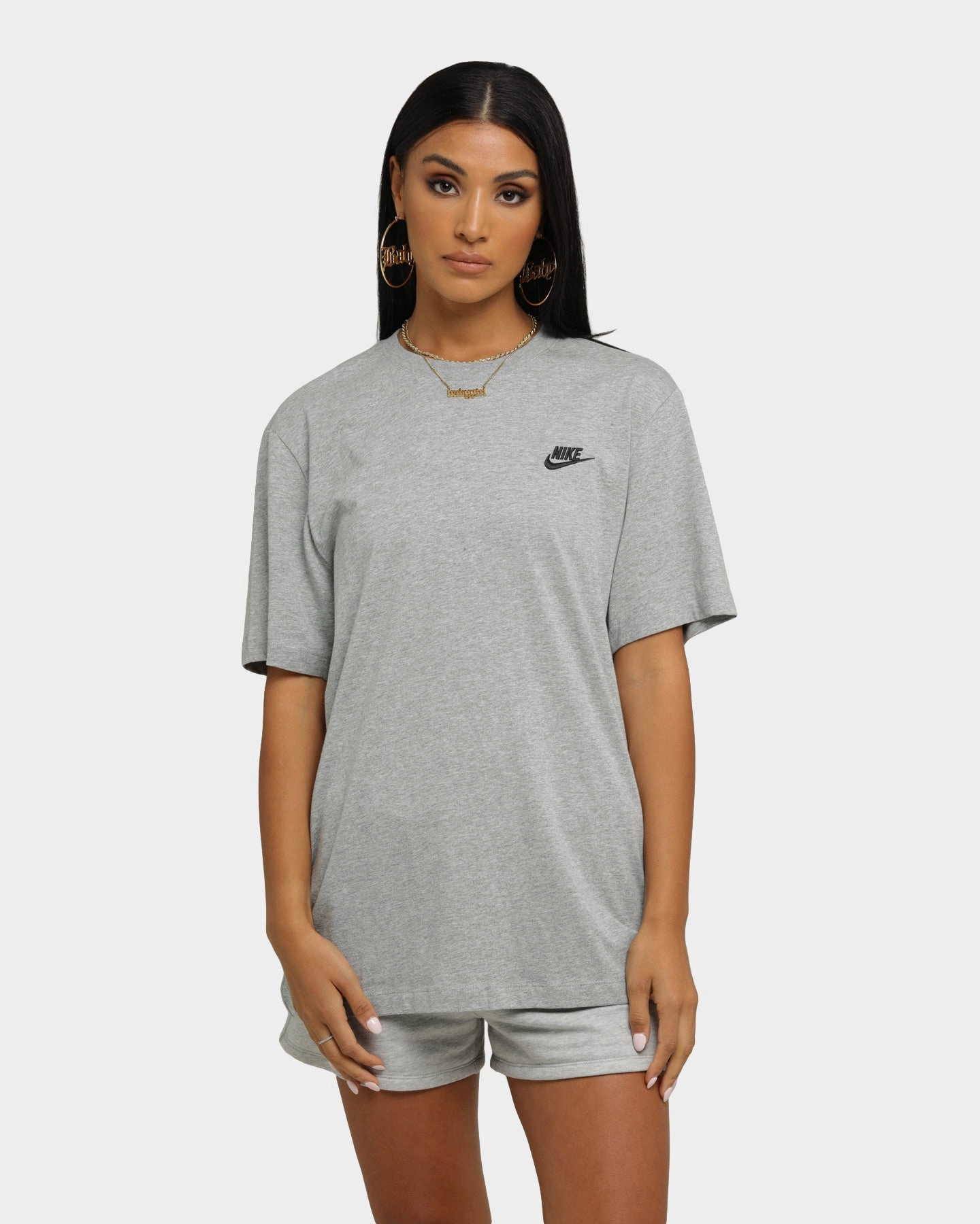 Nike Nike Sportswear Club T-Shirt Dark Grey Heather MoistureWickingTechnology Airflow Mesh Insert