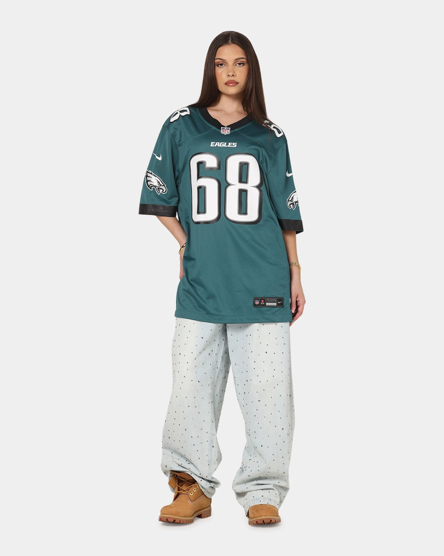 QuickRelease Closure Hypoallergenic fabric Nike Philadelphia Eagles Jordan Mailata #68 Home Game NFL Jersey Teal