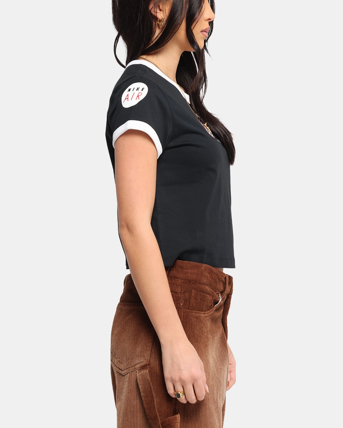 DoubleStitched Hem Nike Women's Sportswear Club Moto T-Shirt Black