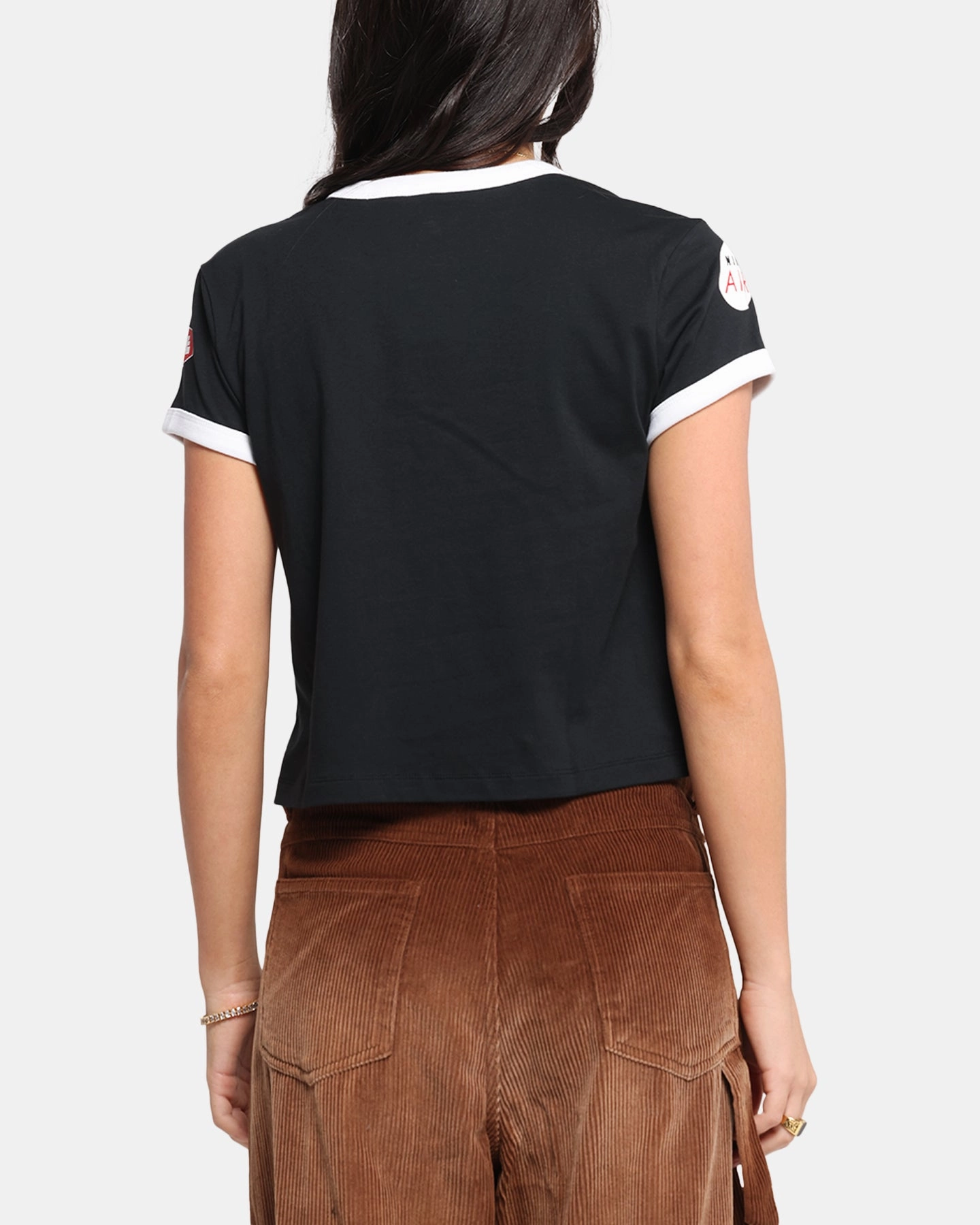 Nike Women's Sportswear Club Moto T-Shirt Black UPFProtection HighStretch