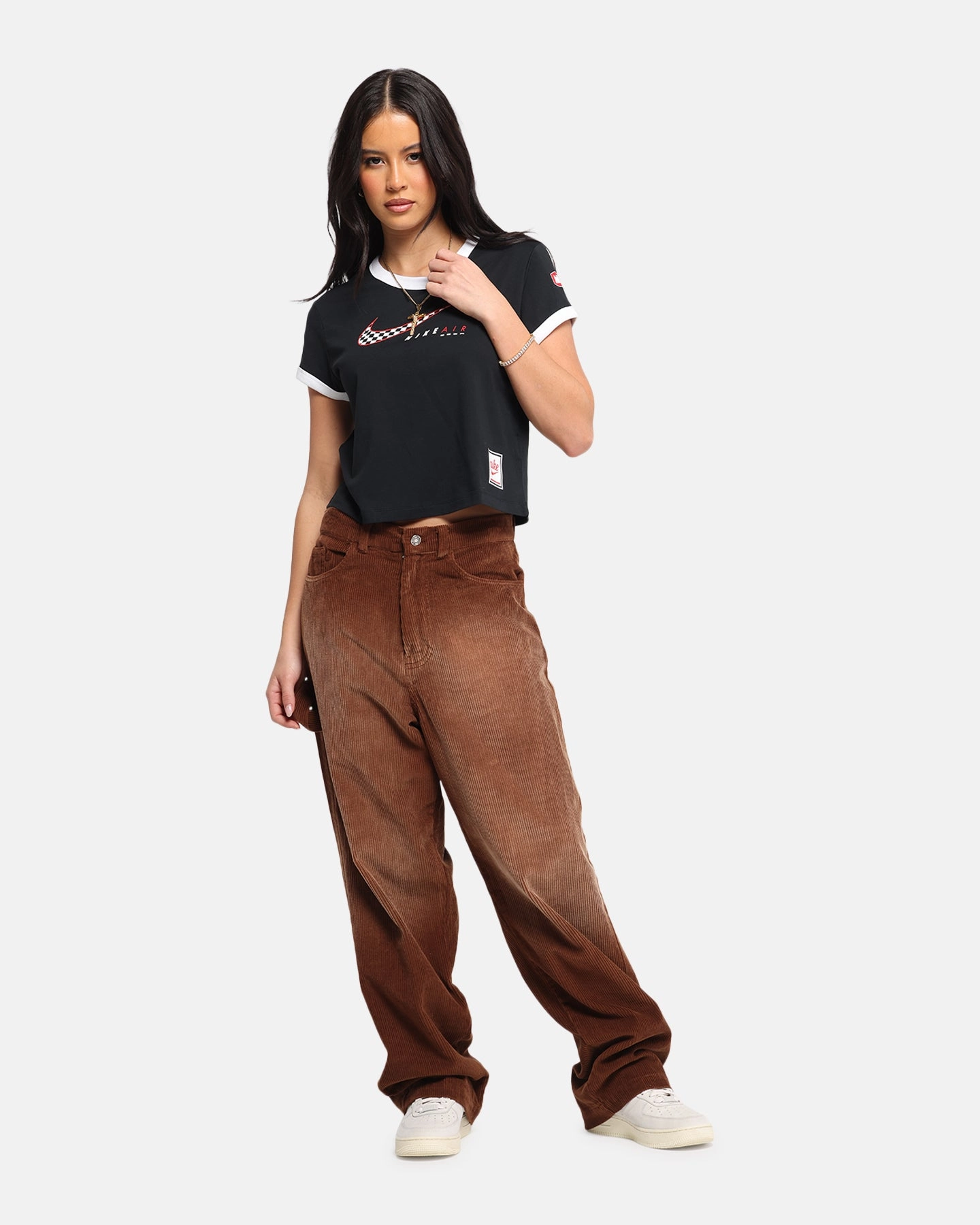 Circular Knit Technique Nike Women's Sportswear Club Moto T-Shirt Black