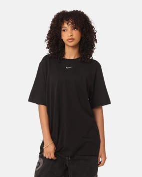 Flexible Ribbing Bound Edges Nike Women's Sportswear Essentials T-Shirt Black/White