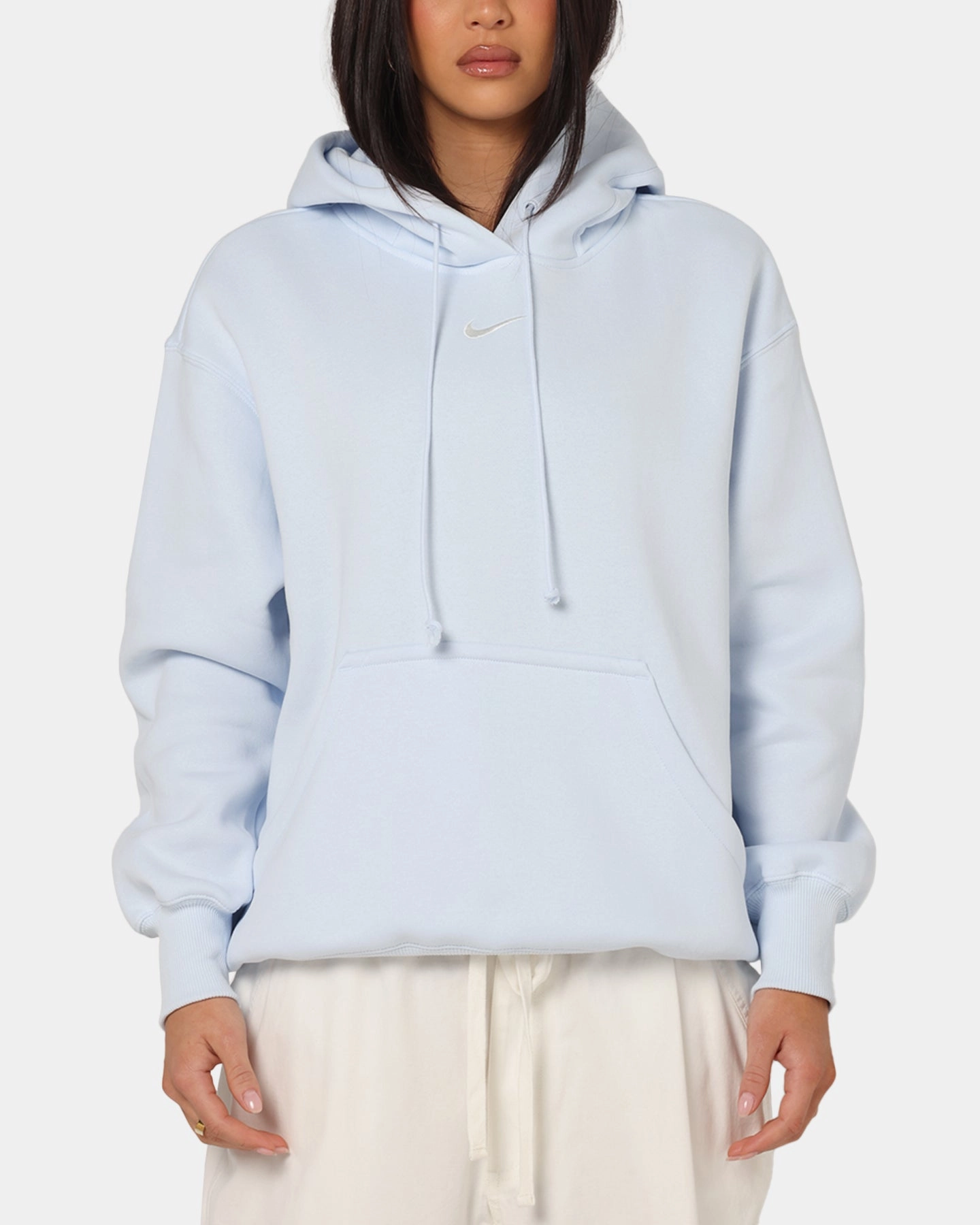 Nike Women's Sportswear Phoenix Fleece Oversized Pullover Hoodie Blue Bound Edges Quick-Dry Fabric