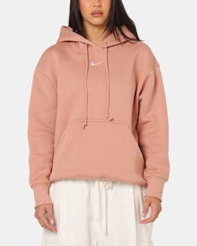 Nike Women's Sportswear Phoenix Fleece Oversized Pullover Hoodie Rose Gold Relaxed Silhouette Friction Resistant Edges