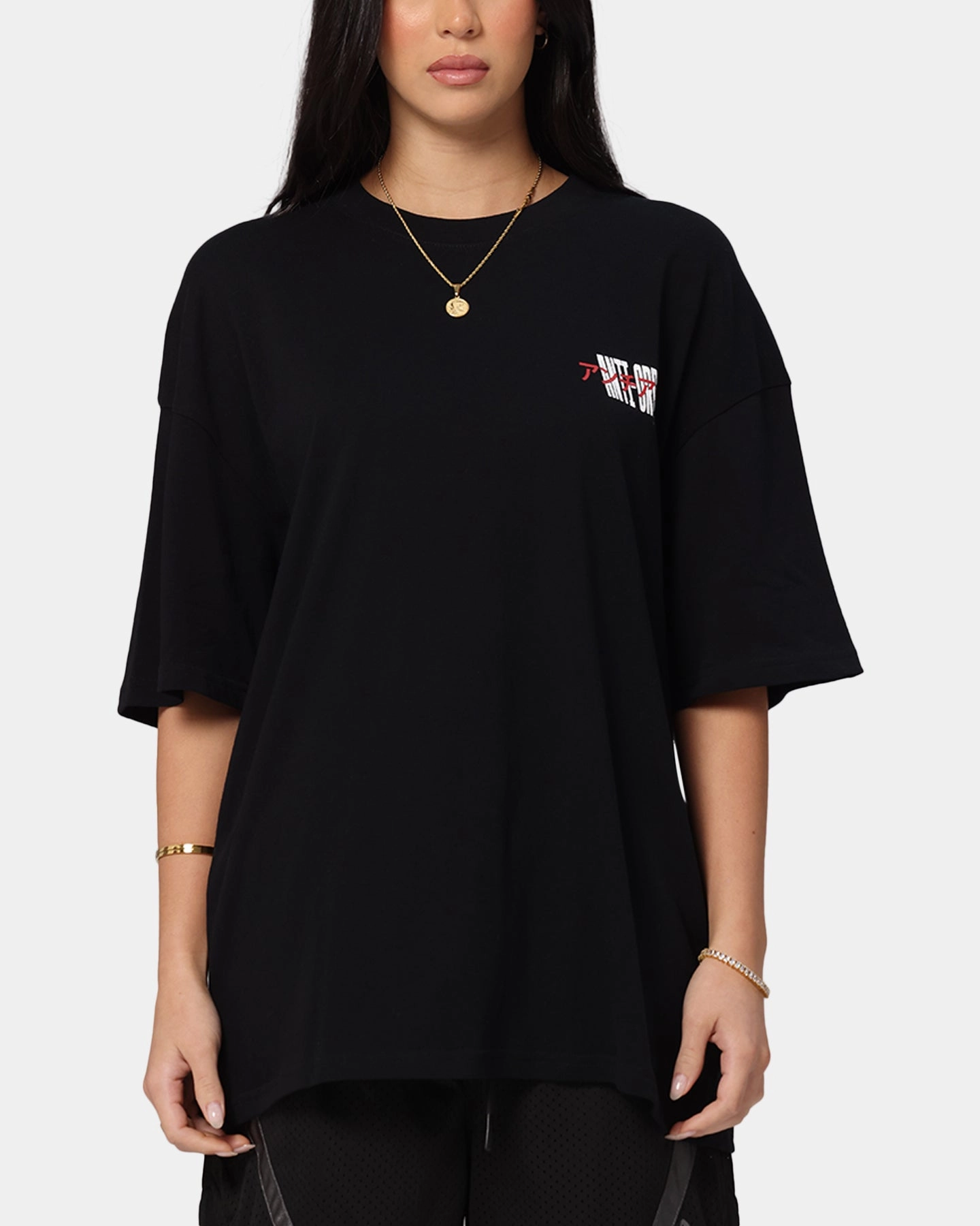 Trendy Shirt EthicallySourcedMaterial The Anti Order Junya Drop Shoulder T-Shirt Black