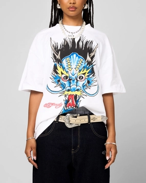 Hypoallergenic Lining FlexibleKnit Ed Hardy Blue Dragon T-Shirt White