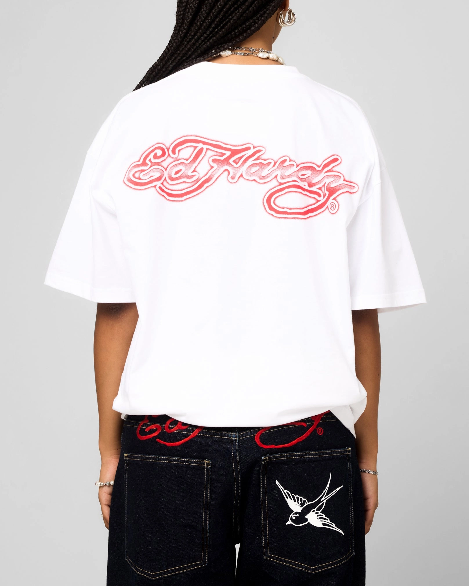 Ed Hardy Blue Dragon T-Shirt White CrewNeck EthicallySourcedMaterial