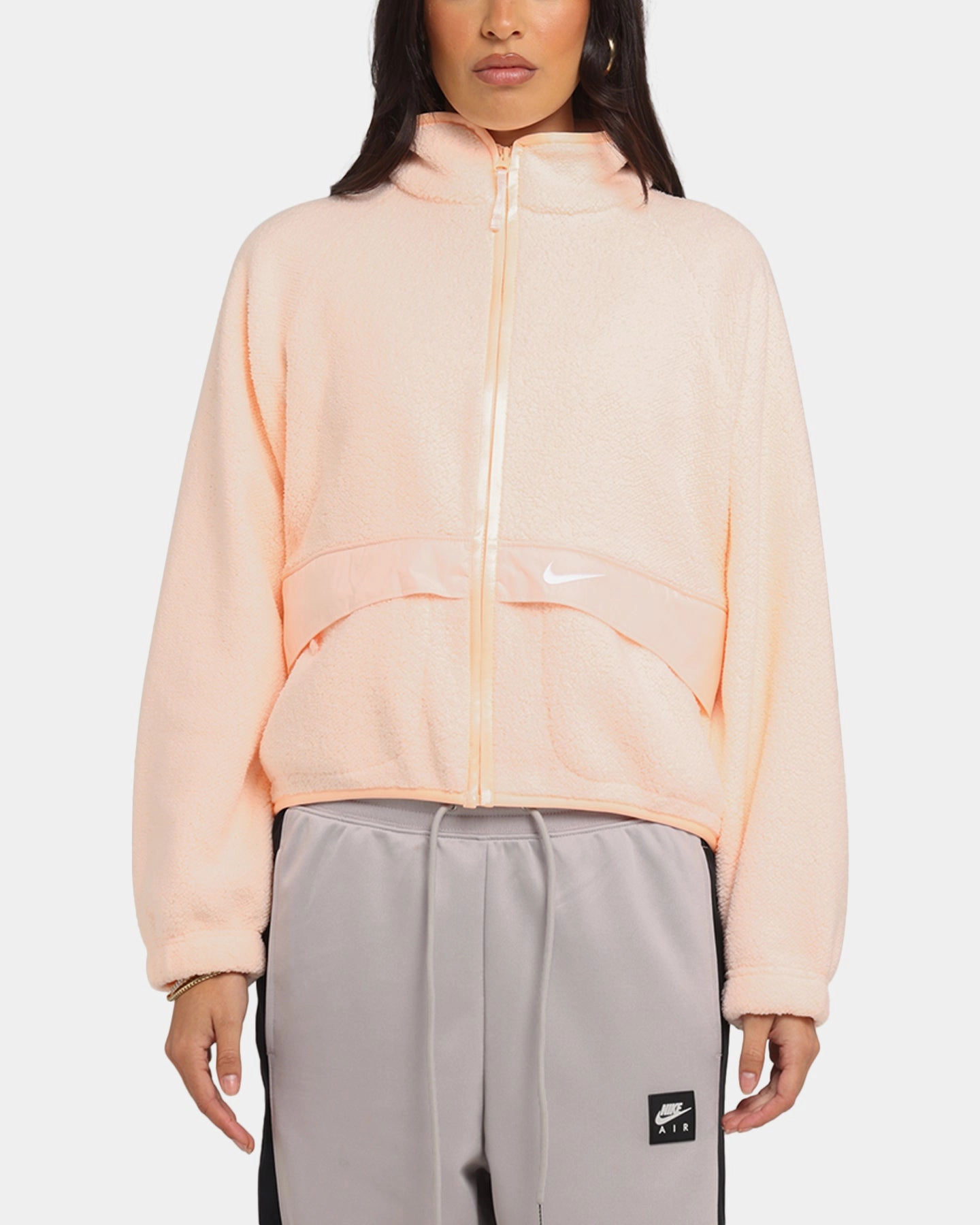 Casual Pullover NonRestrictiveCut Nike Women's Sportswear Sherpa Jacket Crimson