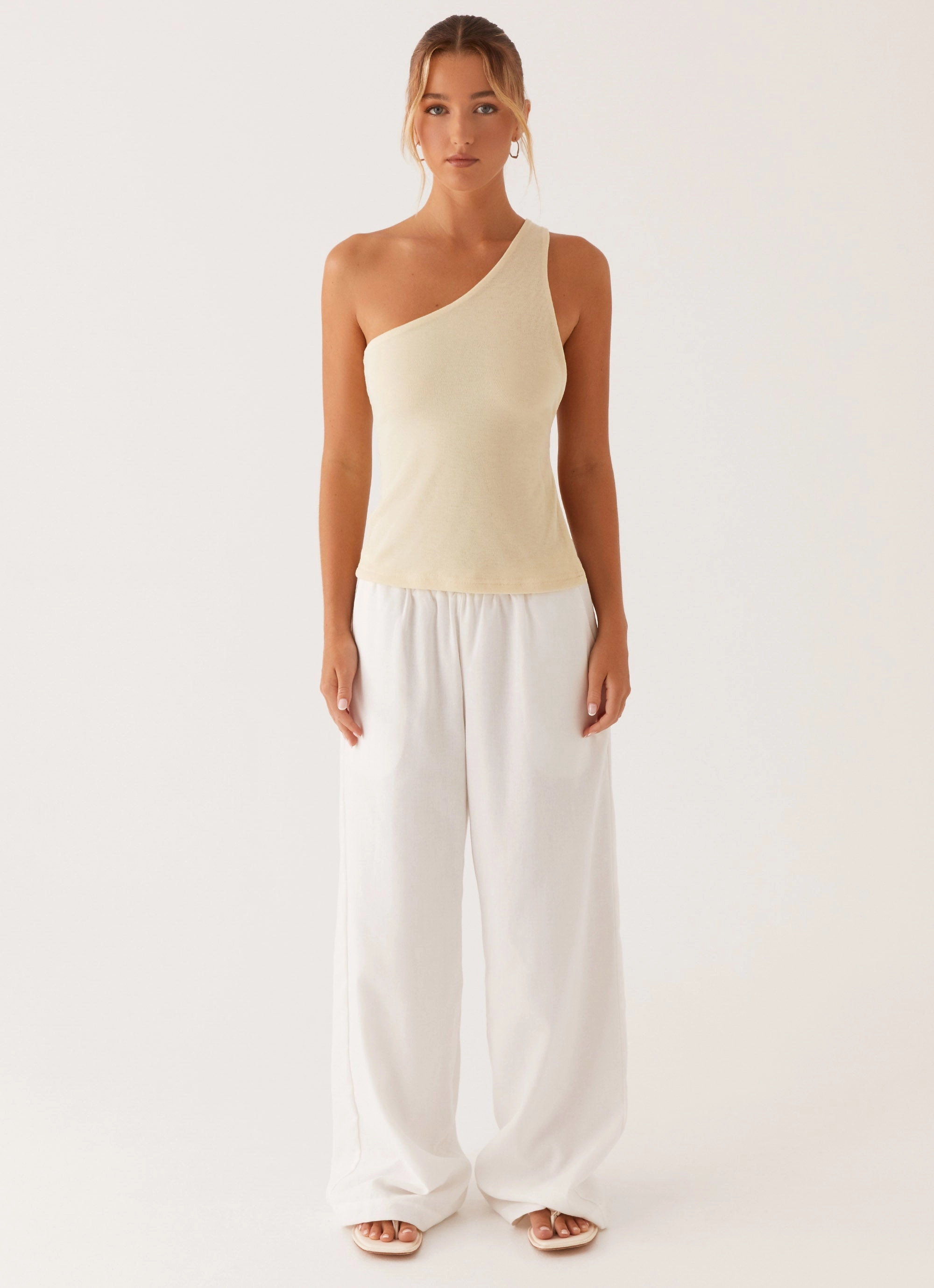 Safiya One Shoulder Top - Yellow Colorfast Dye Method